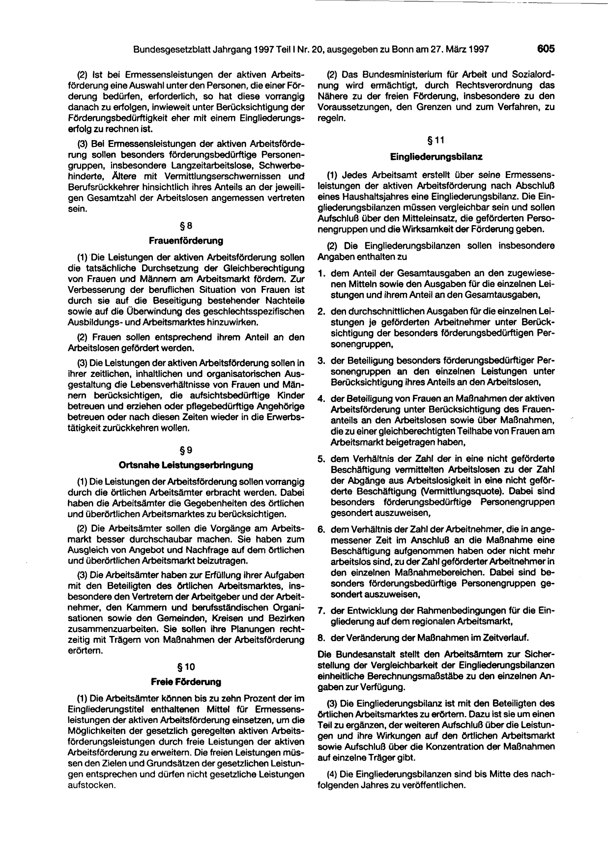 BGBl. 1997, Seite 605 — Originalseite als Abbildung