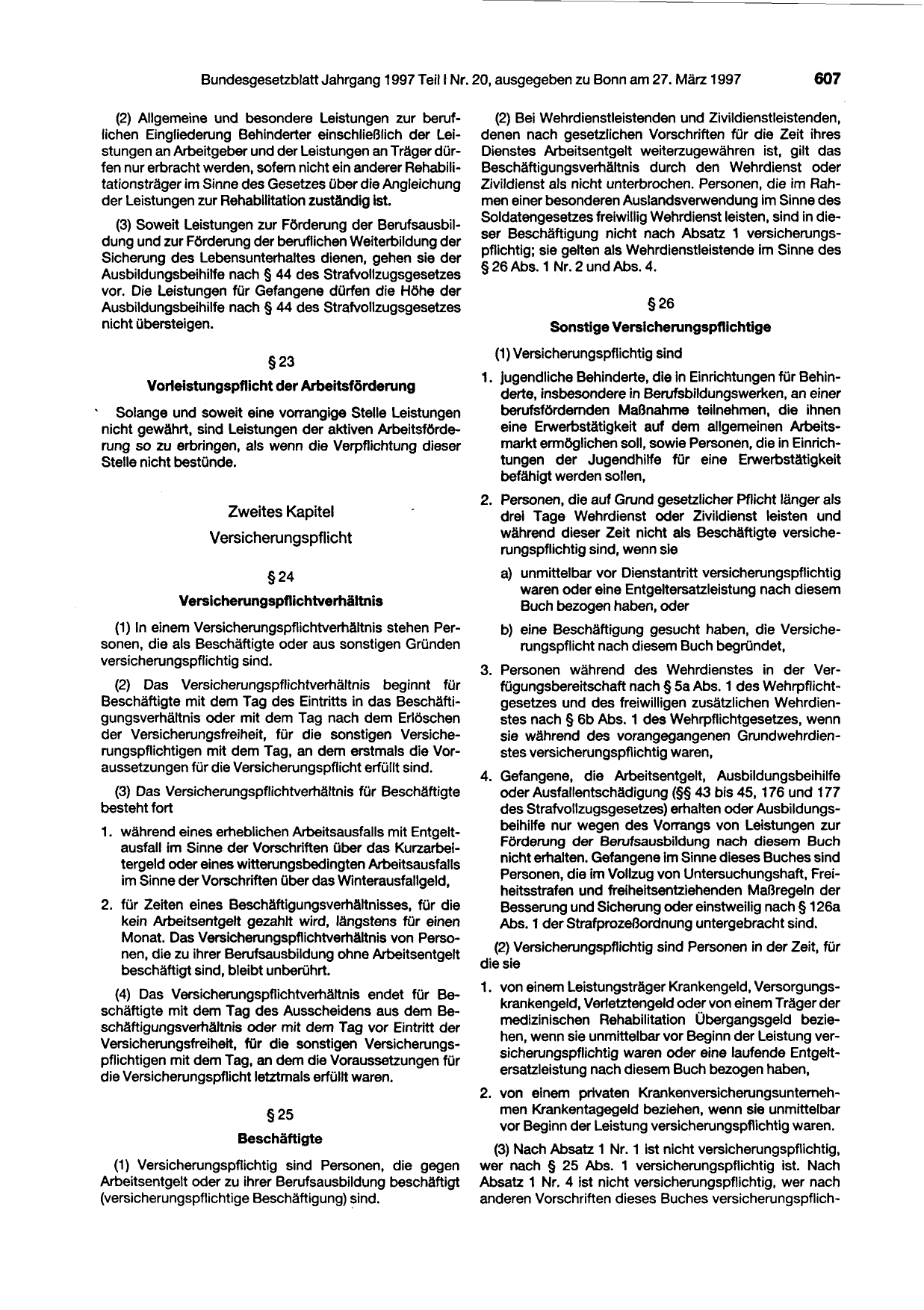 BGBl. 1997, Seite 607 — Originalseite als Abbildung