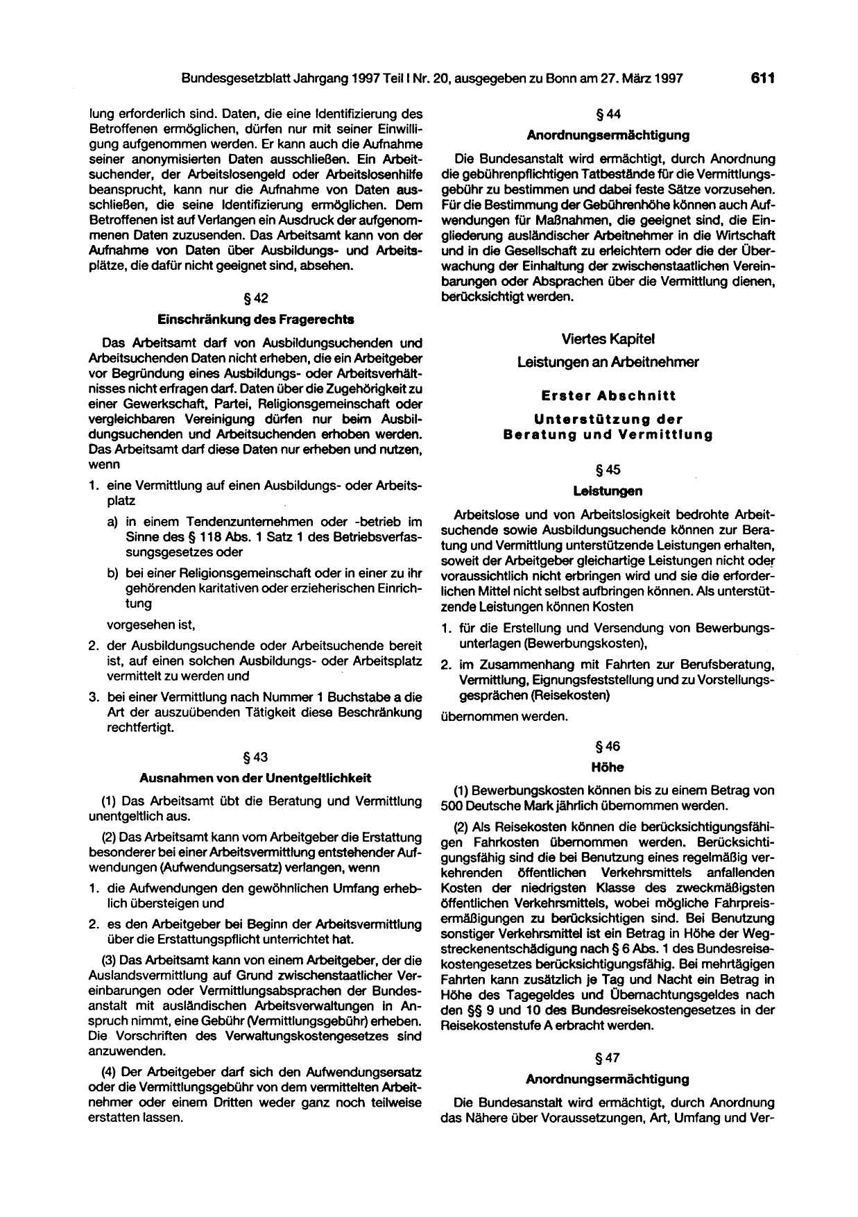BGBl. 1997, Seite 611 — Originalseite als Abbildung