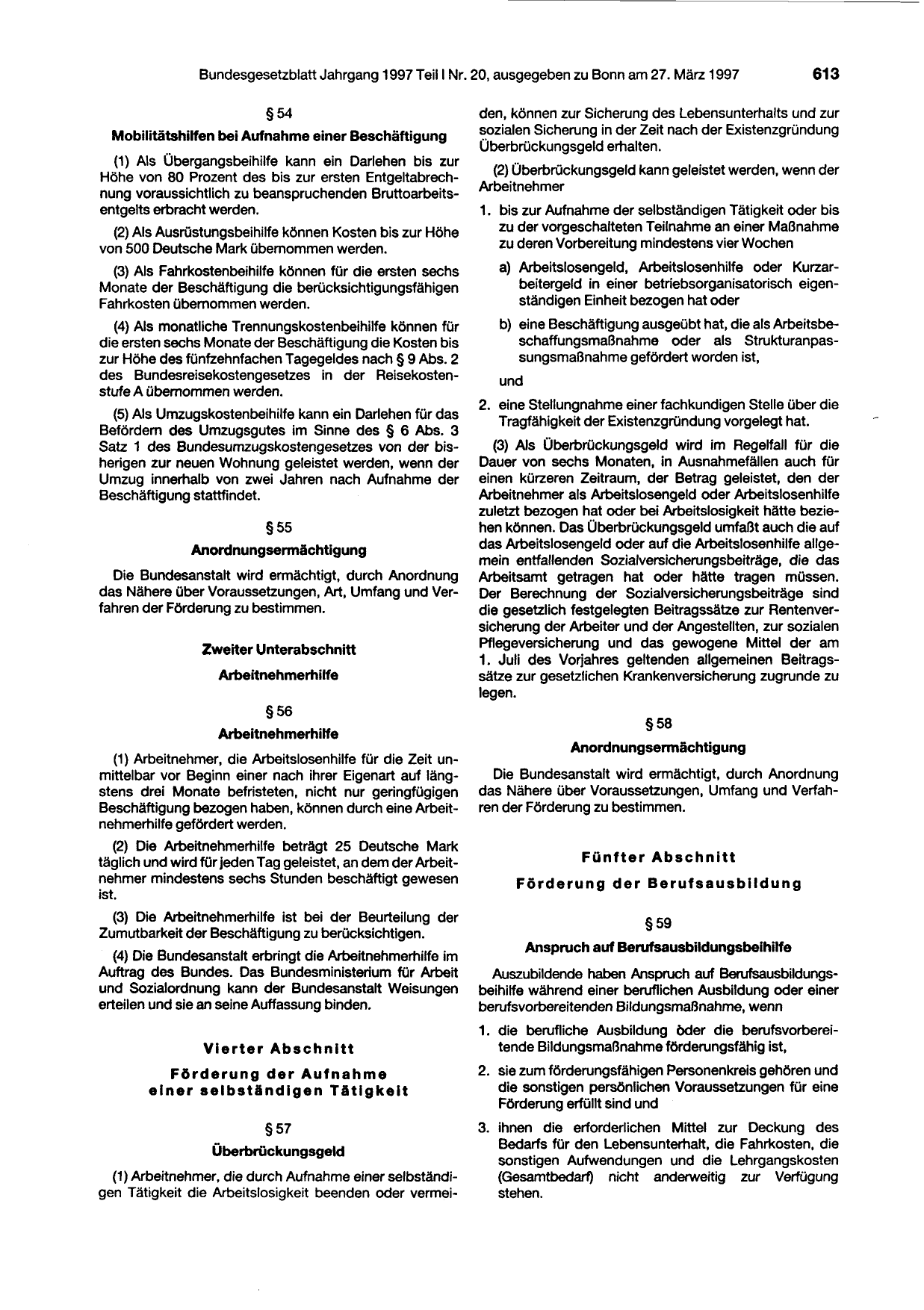 BGBl. 1997, Seite 613 — Originalseite als Abbildung