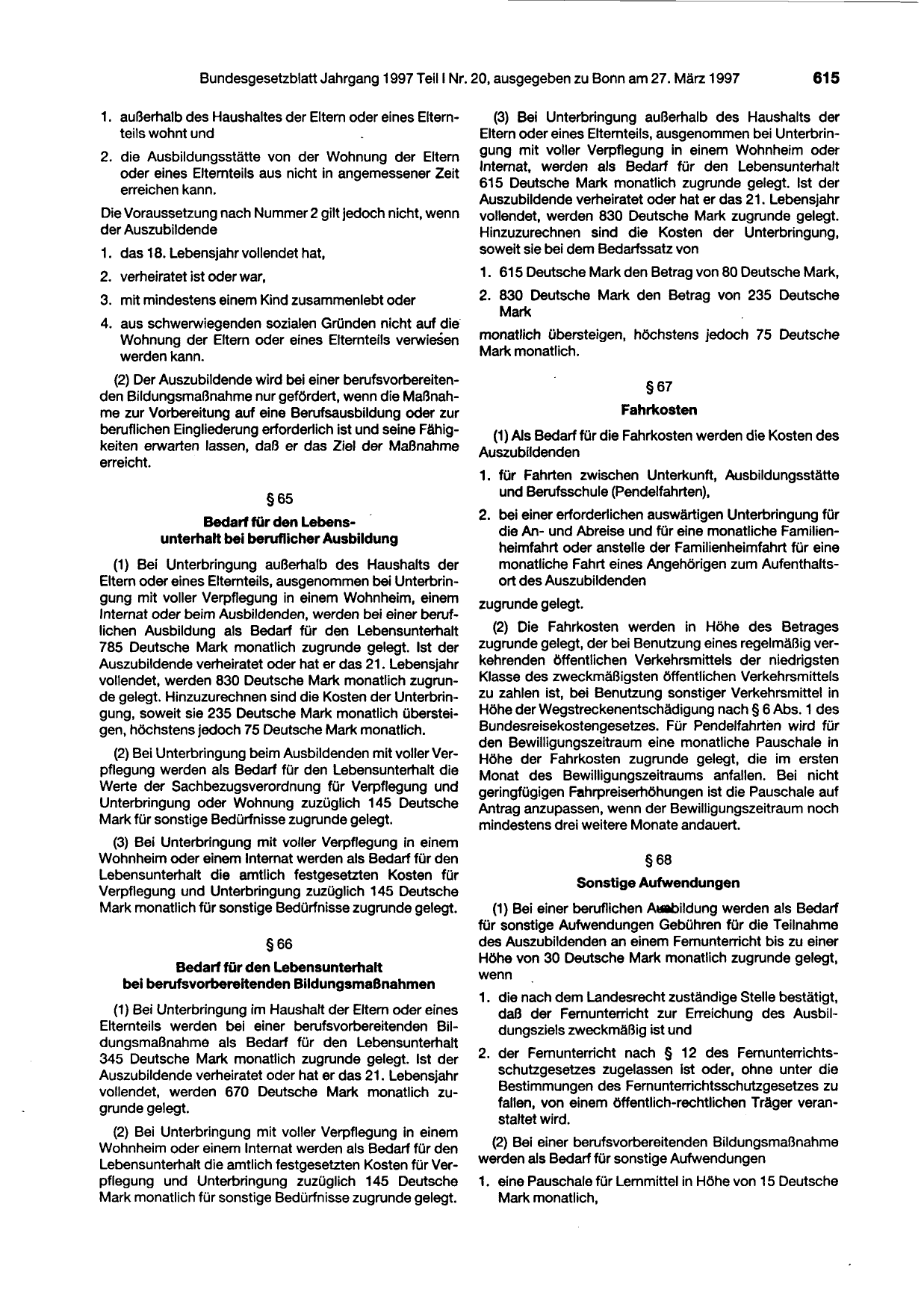 BGBl. 1997, Seite 615 — Originalseite als Abbildung