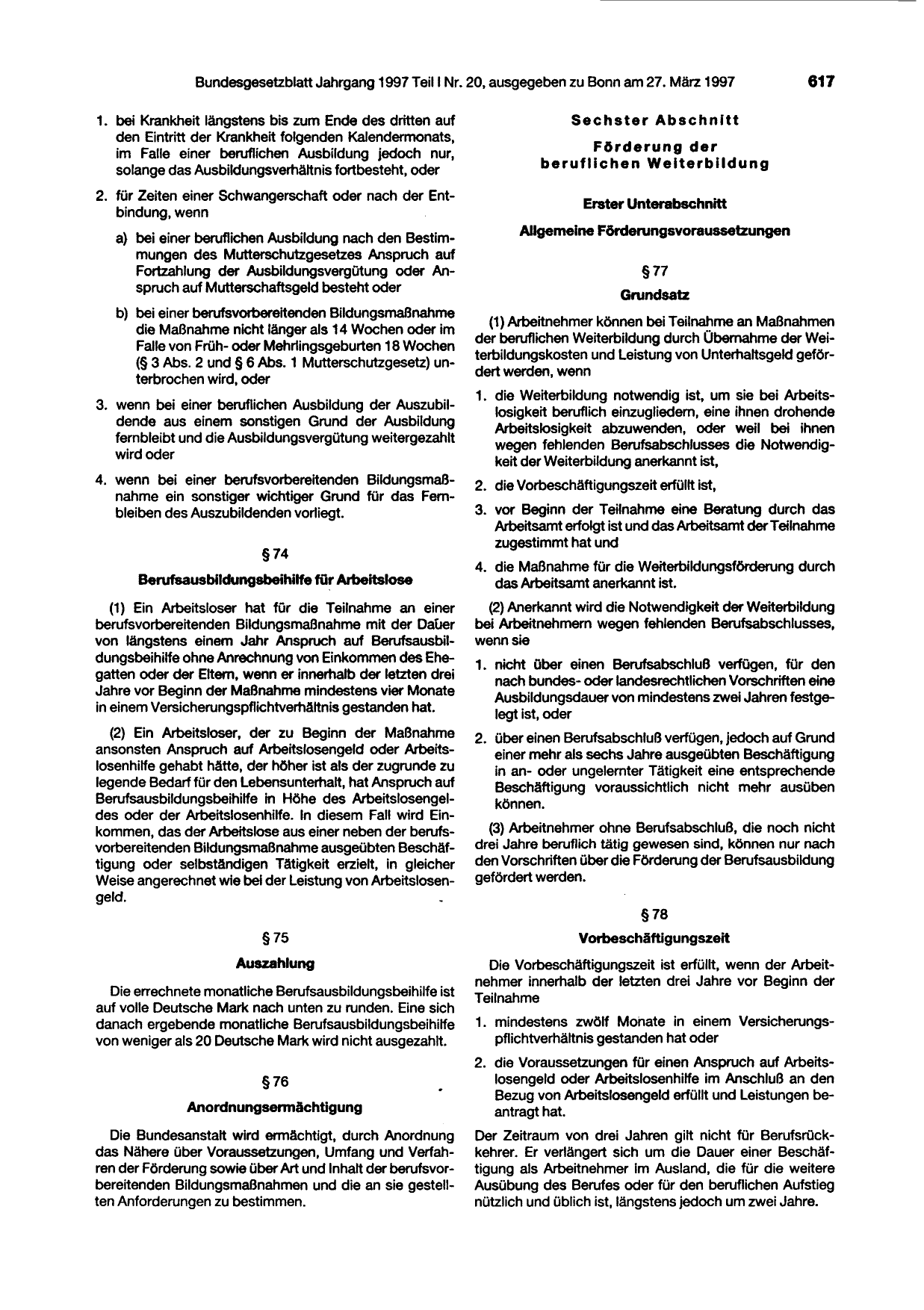 BGBl. 1997, Seite 617 — Originalseite als Abbildung