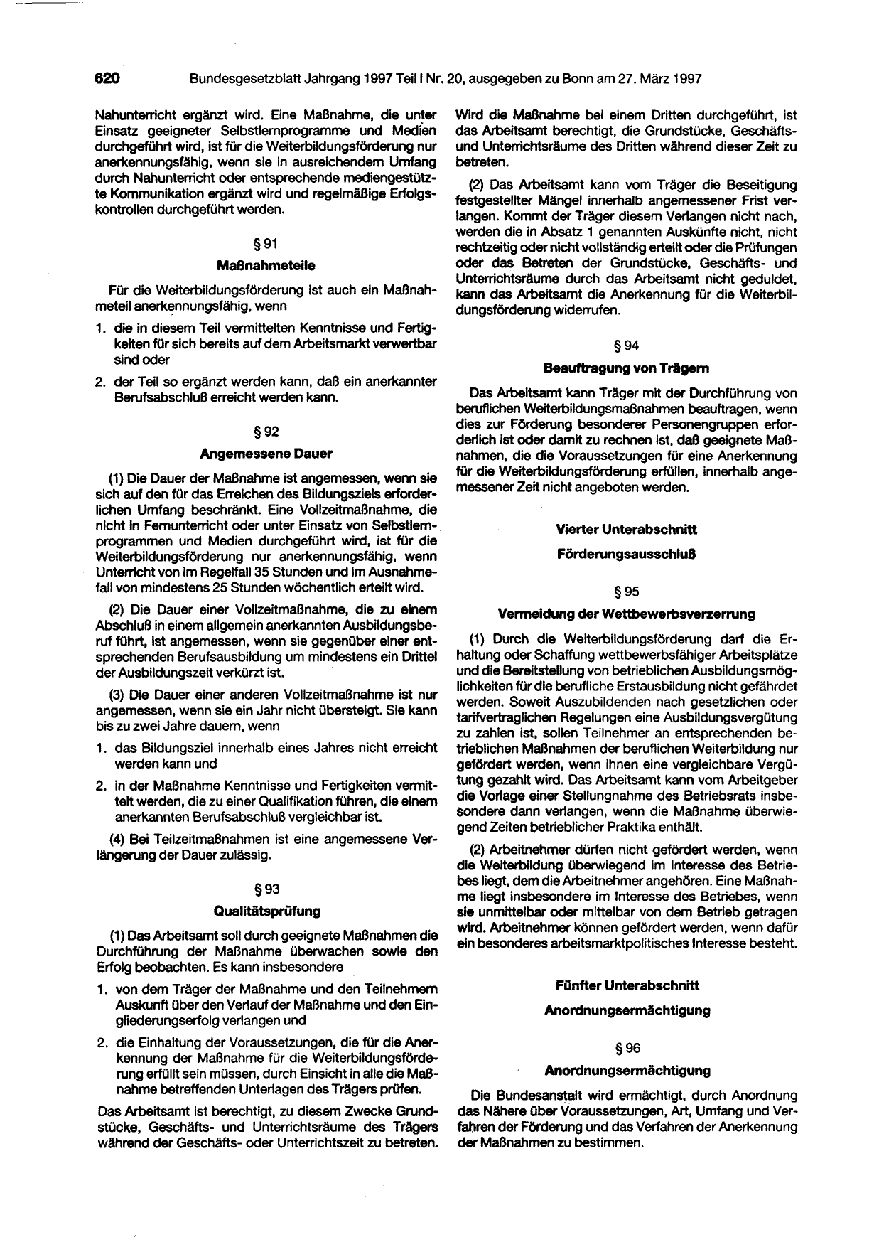 BGBl. 1997, Seite 620 — Originalseite als Abbildung