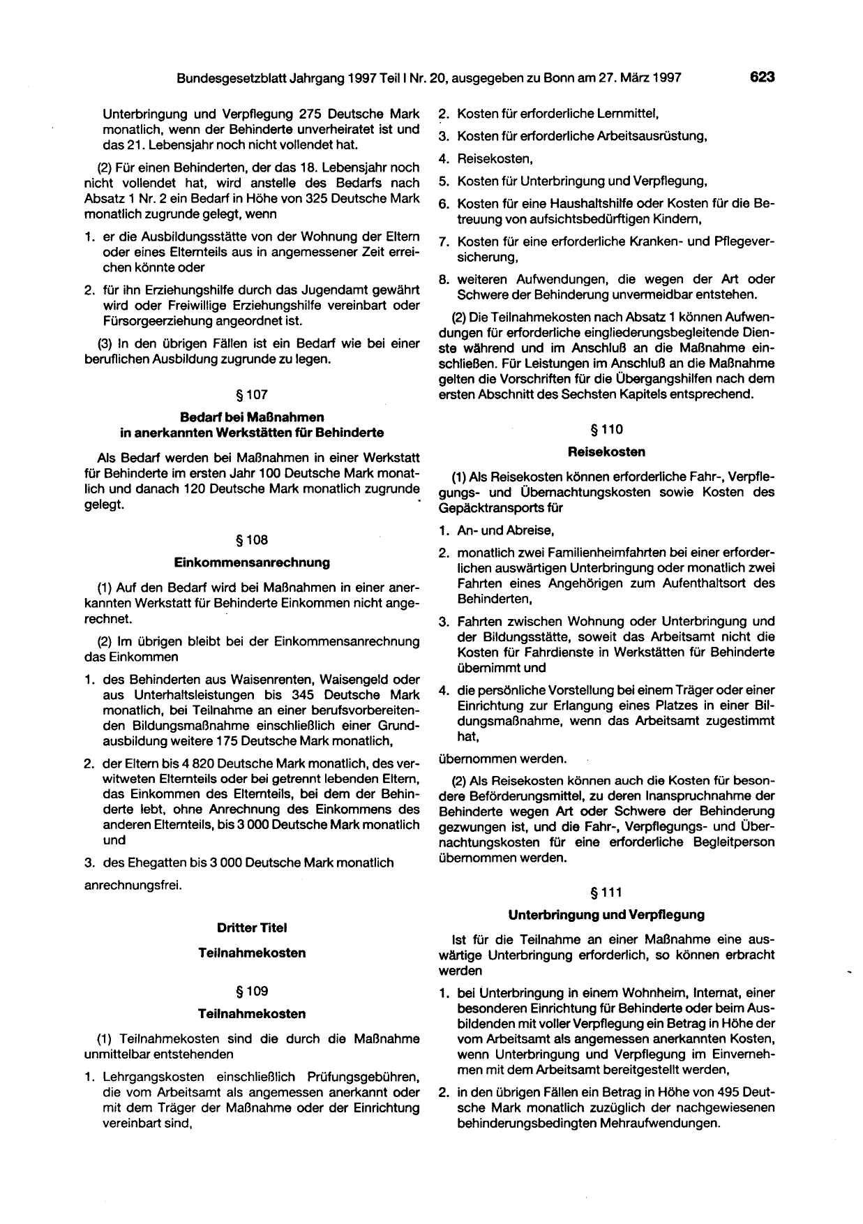 BGBl. 1997, Seite 623 — Originalseite als Abbildung