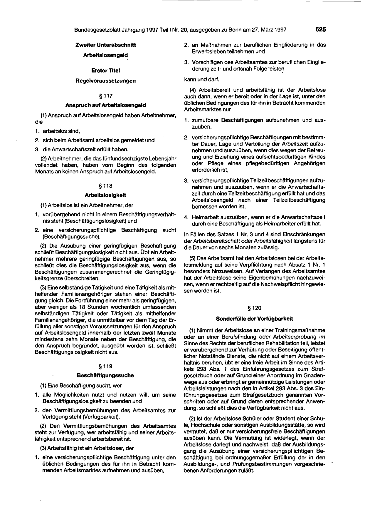 BGBl. 1997, Seite 625 — Originalseite als Abbildung