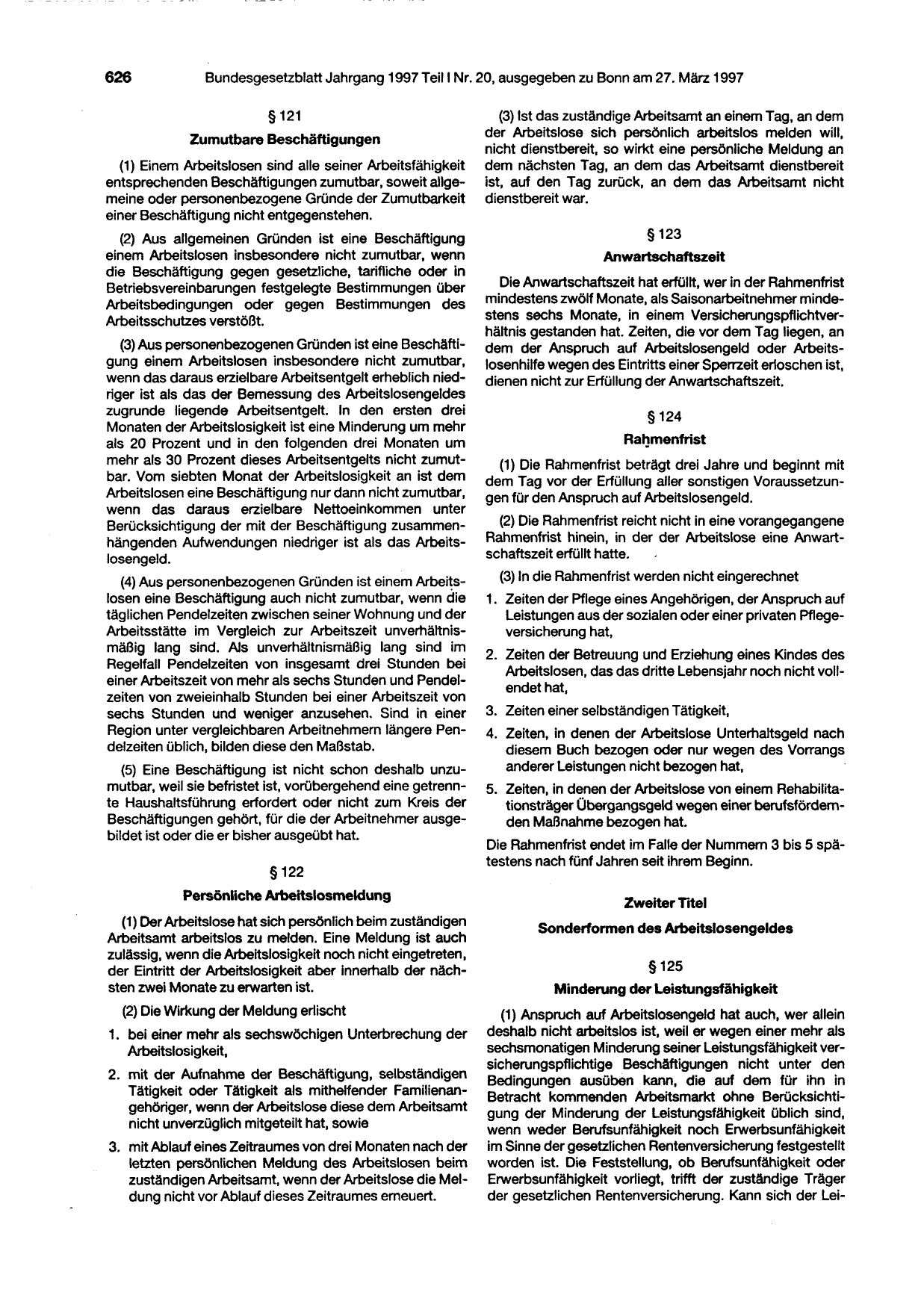 BGBl. 1997, Seite 626 — Originalseite als Abbildung
