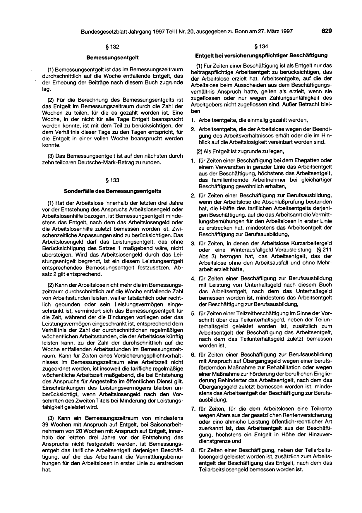 BGBl. 1997, Seite 629 — Originalseite als Abbildung