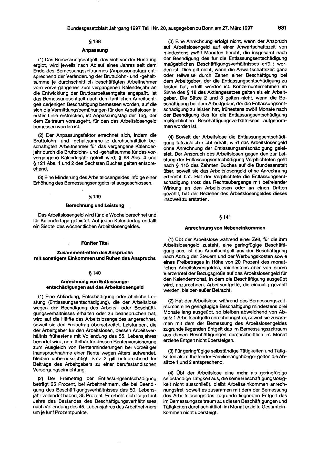 BGBl. 1997, Seite 631 — Originalseite als Abbildung