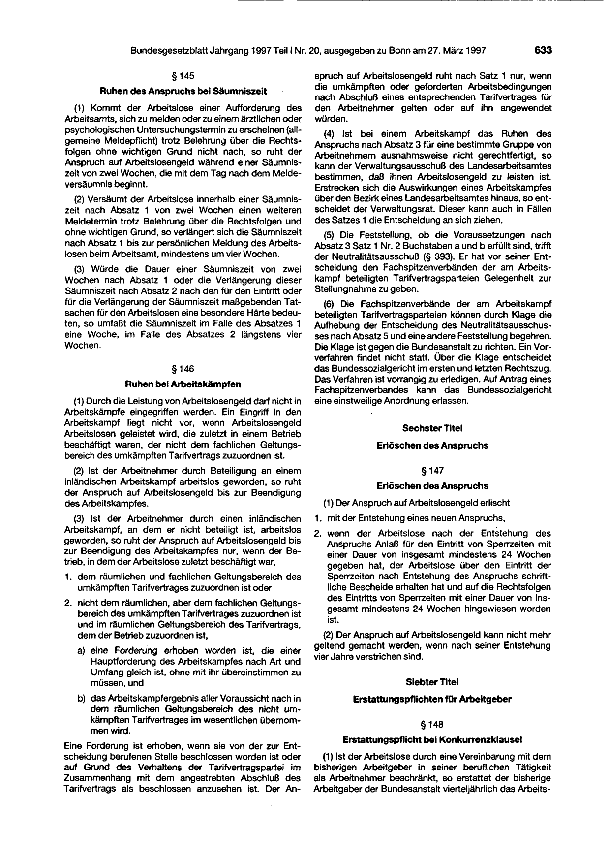 BGBl. 1997, Seite 633 — Originalseite als Abbildung