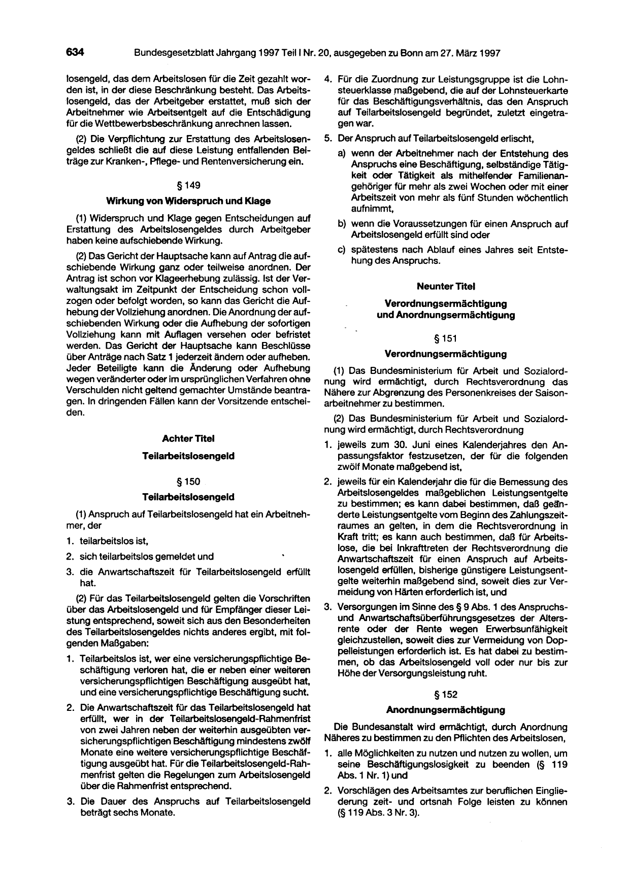 BGBl. 1997, Seite 634 — Originalseite als Abbildung
