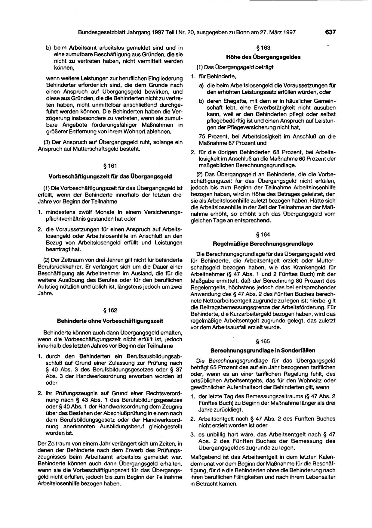 BGBl. 1997, Seite 637 — Originalseite als Abbildung