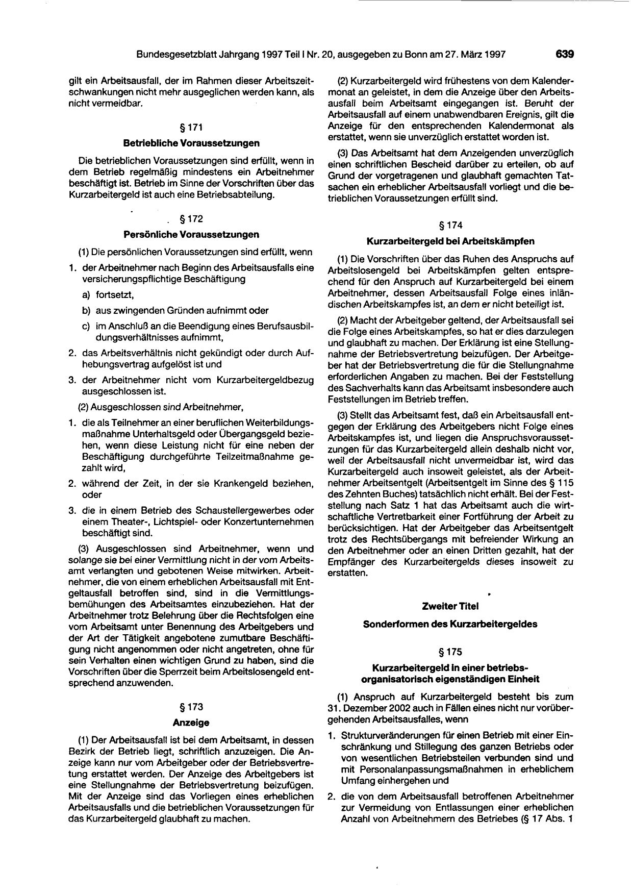 BGBl. 1997, Seite 639 — Originalseite als Abbildung
