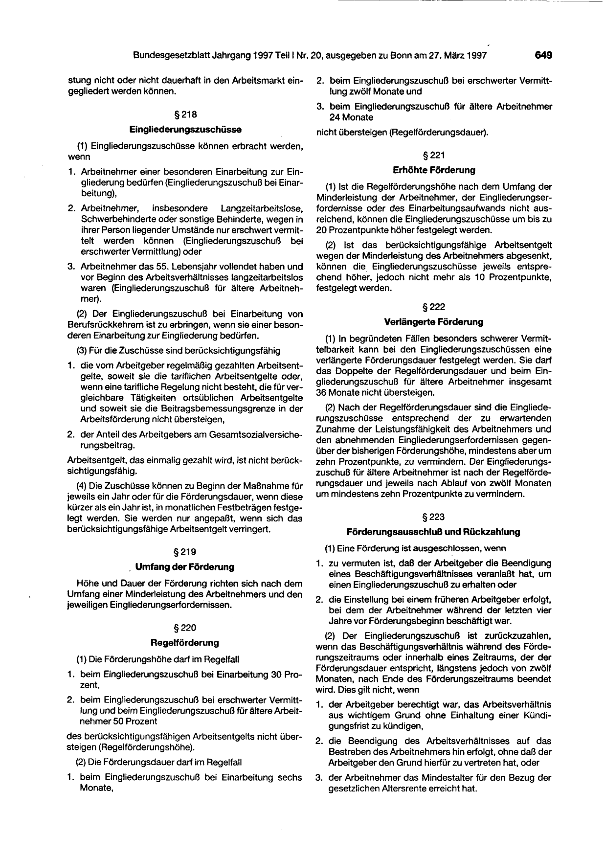 BGBl. 1997, Seite 649 — Originalseite als Abbildung