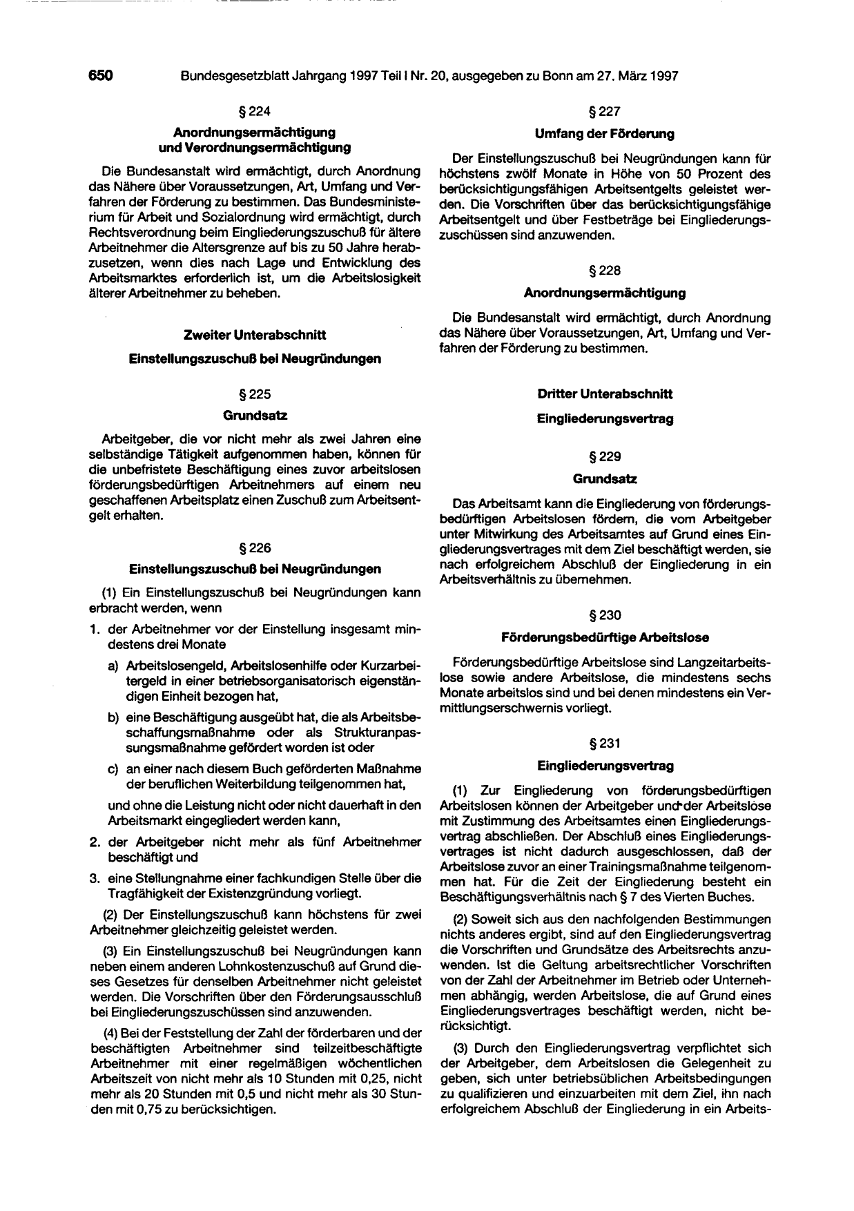 BGBl. 1997, Seite 650 — Originalseite als Abbildung