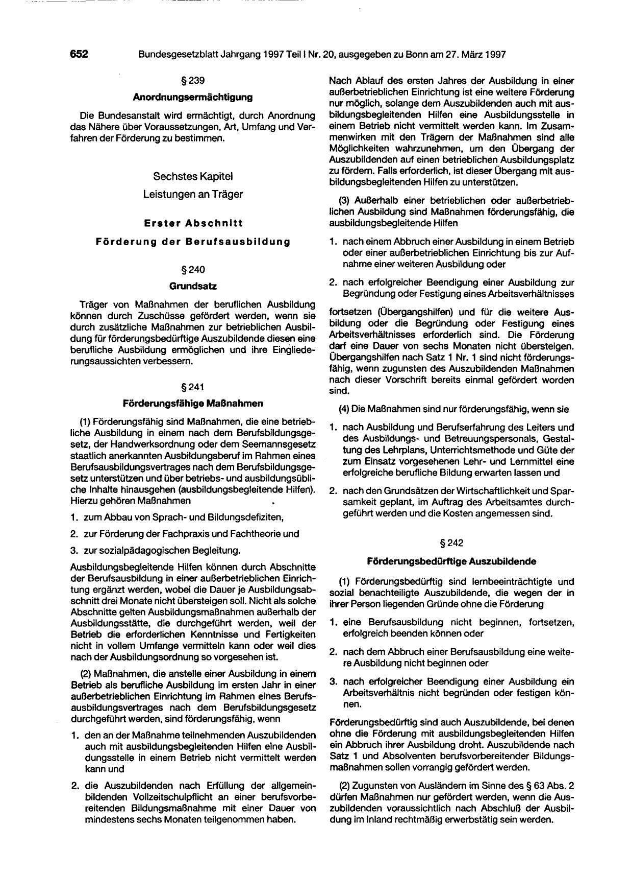 BGBl. 1997, Seite 652 — Originalseite als Abbildung