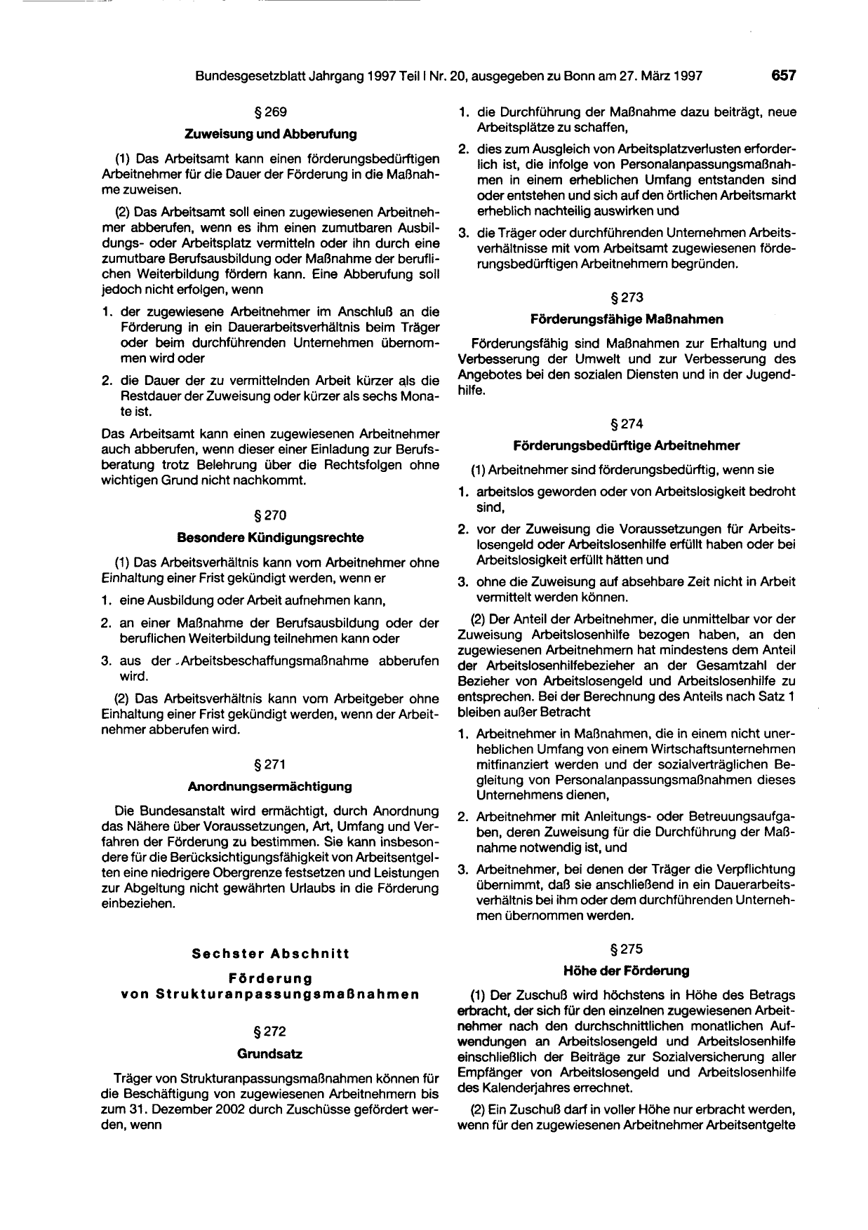 BGBl. 1997, Seite 657 — Originalseite als Abbildung