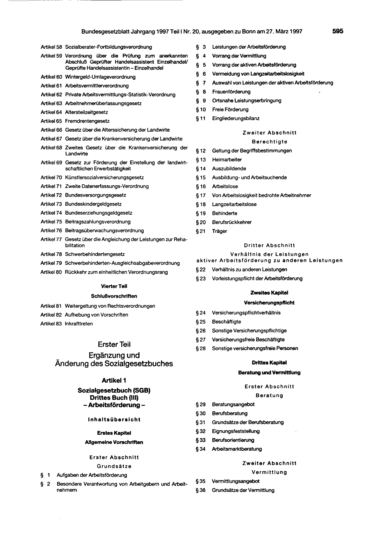 BGBl. 1997, Seite 595 — Originalseite als Abbildung
