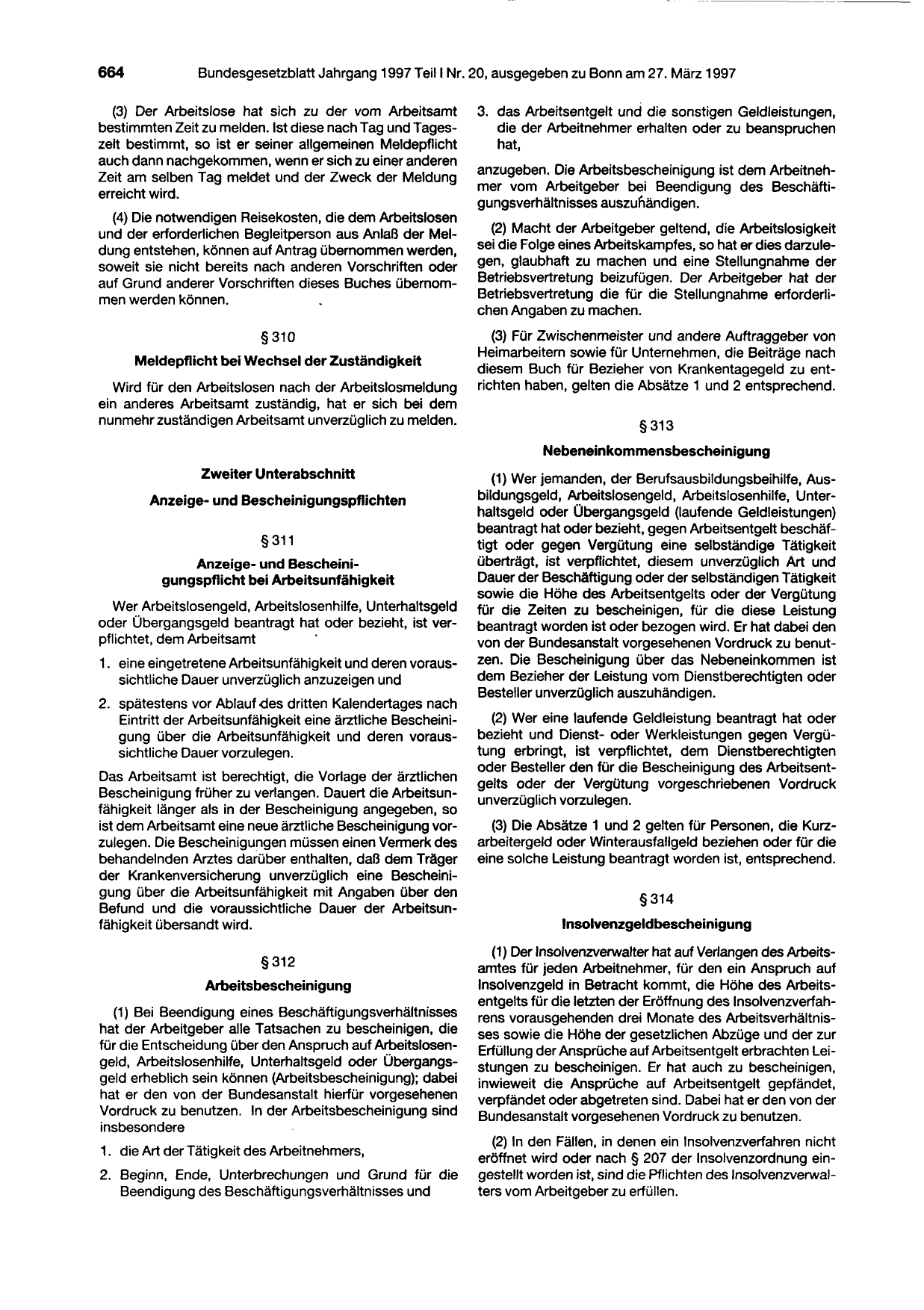 BGBl. 1997, Seite 664 — Originalseite als Abbildung