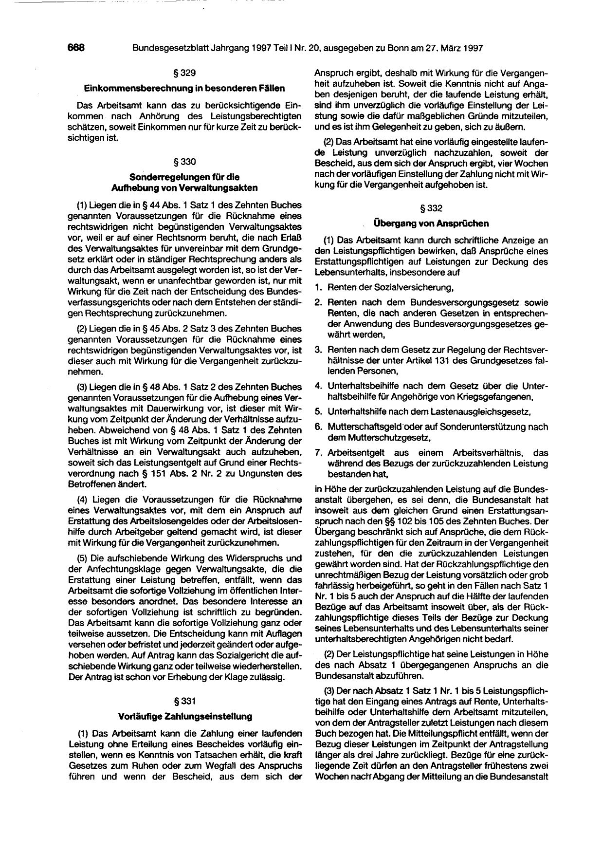 BGBl. 1997, Seite 668 — Originalseite als Abbildung