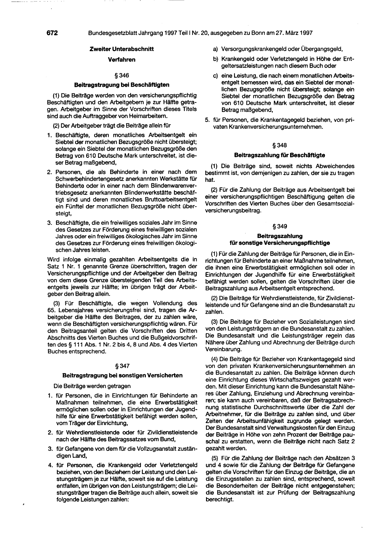 BGBl. 1997, Seite 672 — Originalseite als Abbildung