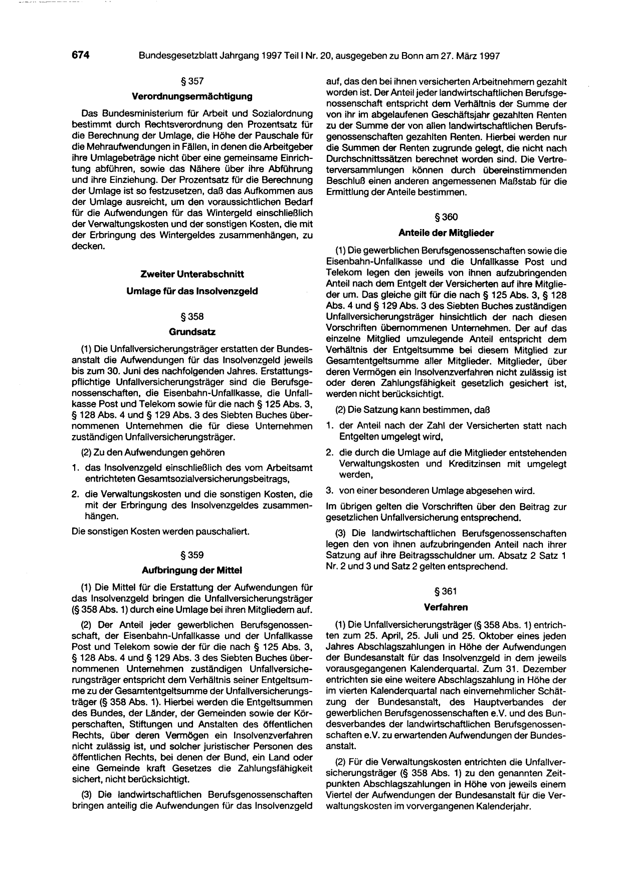 BGBl. 1997, Seite 674 — Originalseite als Abbildung