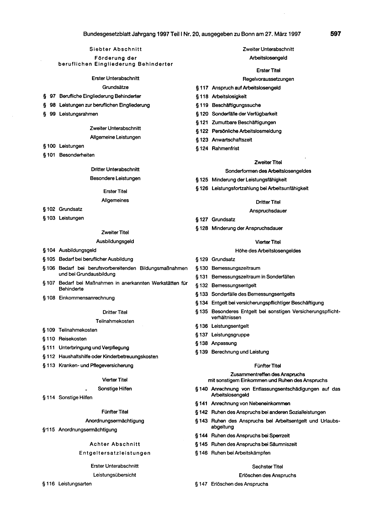 BGBl. 1997, Seite 597 — Originalseite als Abbildung
