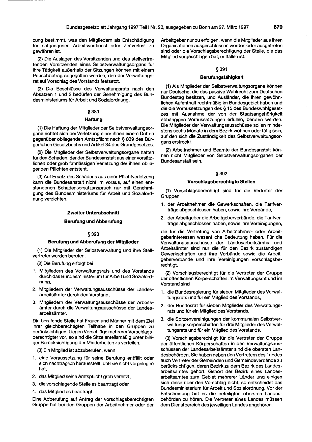 BGBl. 1997, Seite 679 — Originalseite als Abbildung