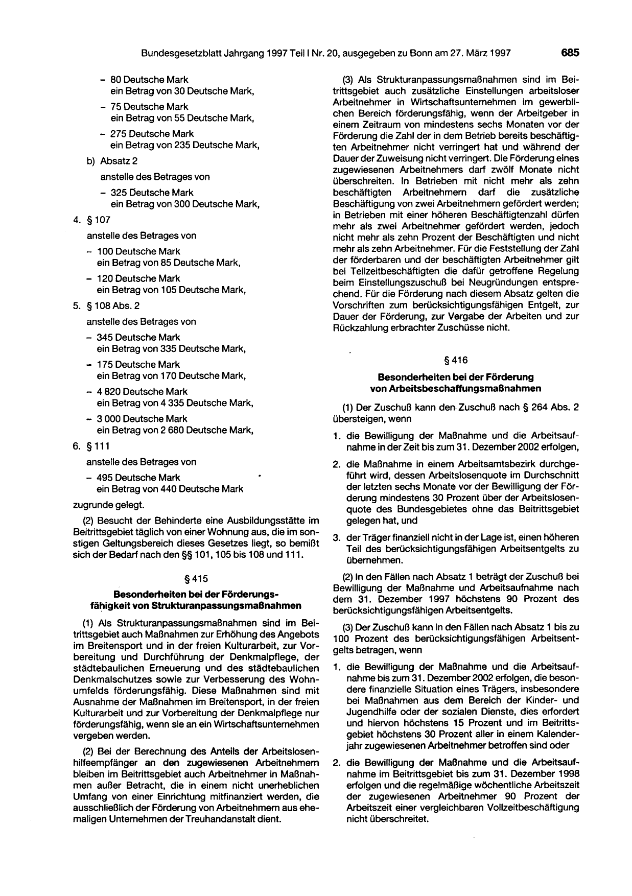 BGBl. 1997, Seite 685 — Originalseite als Abbildung