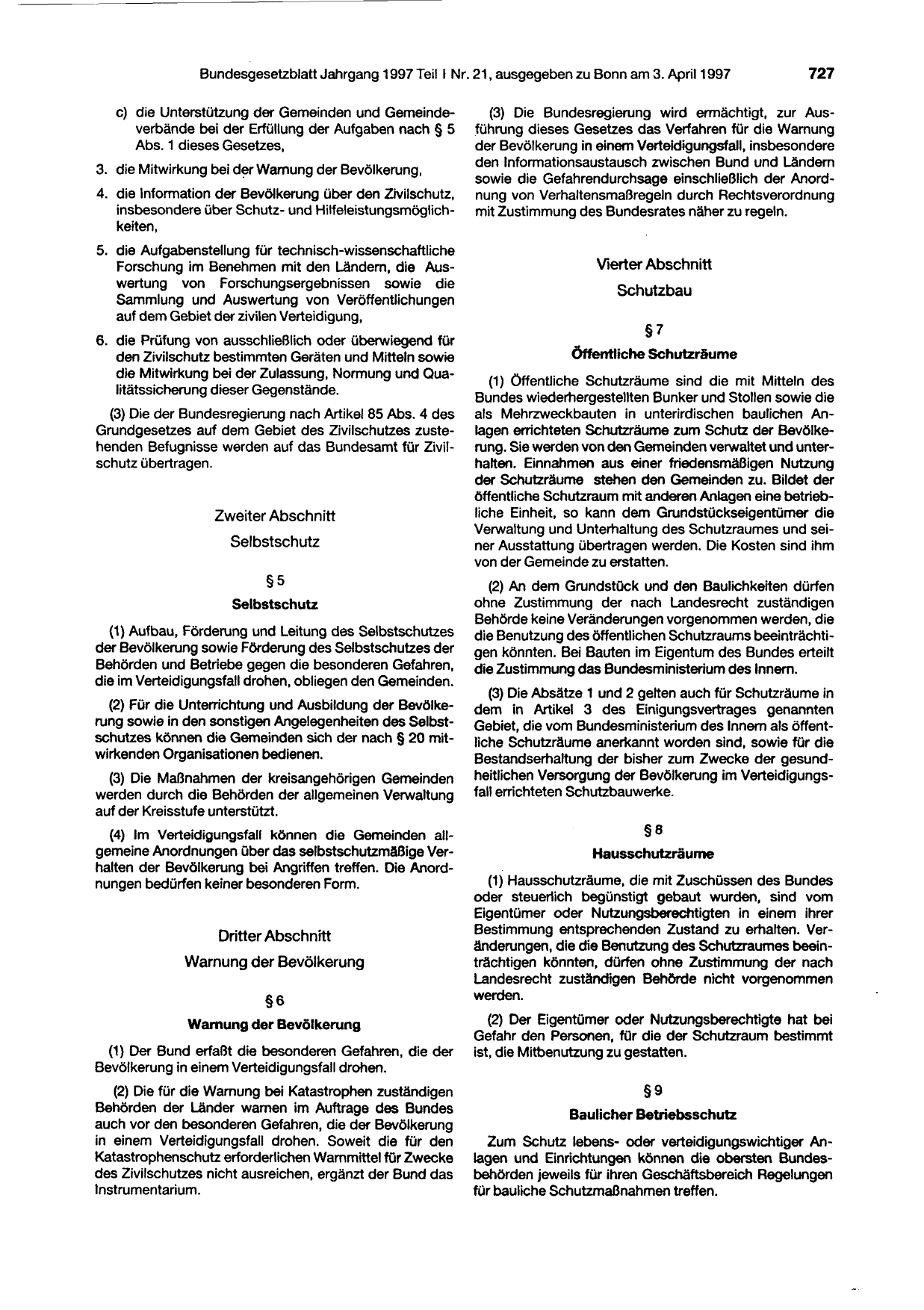 BGBl. 1997, Seite 727 — Originalseite als Abbildung
