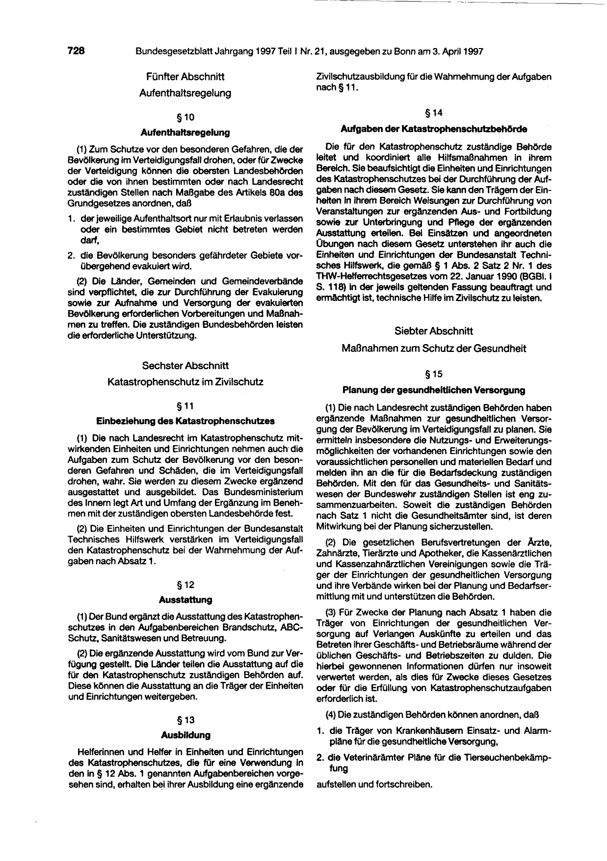 BGBl. 1997, Seite 728 — Originalseite als Abbildung