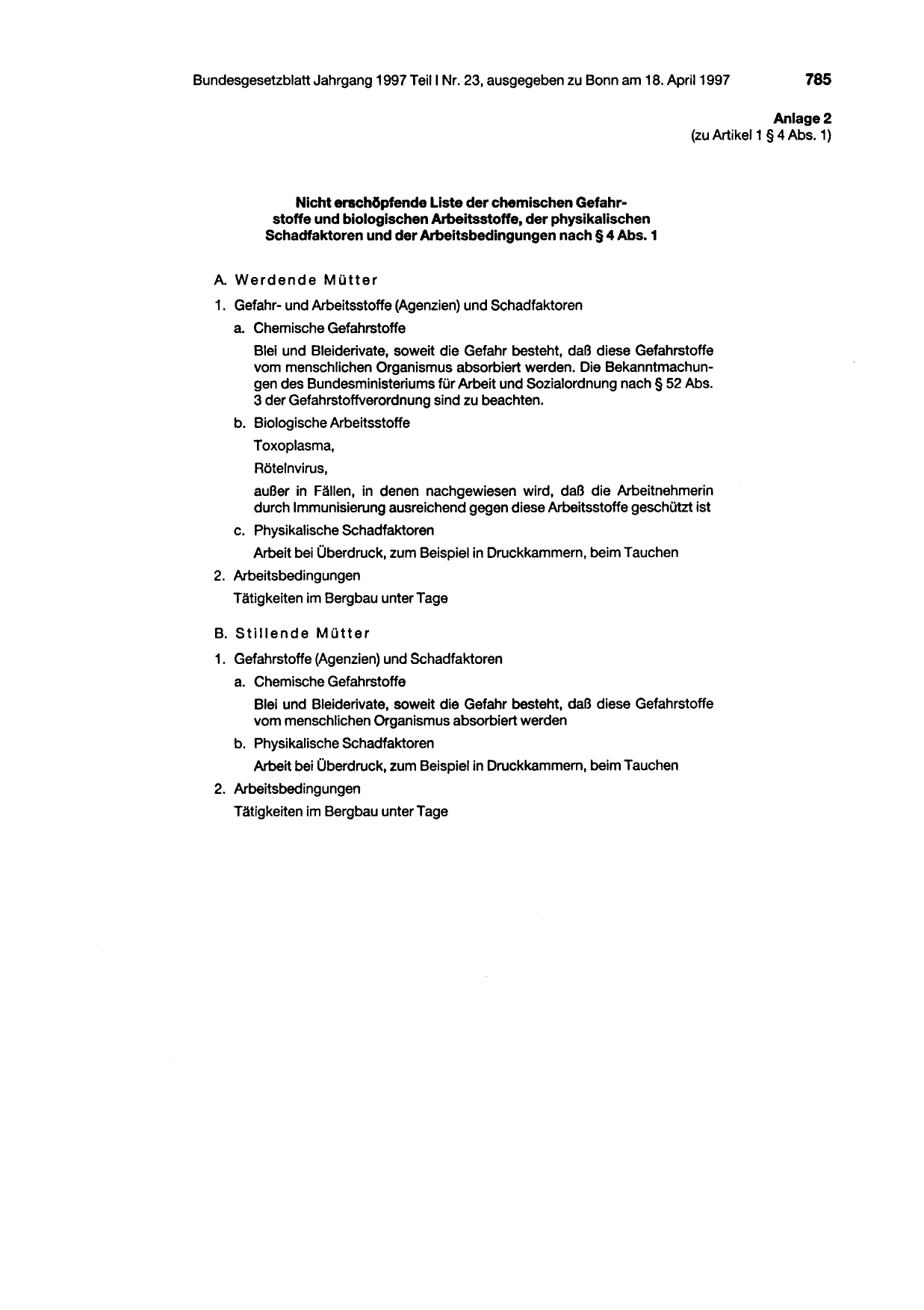 BGBl. 1997, Seite 785 — Originalseite als Abbildung