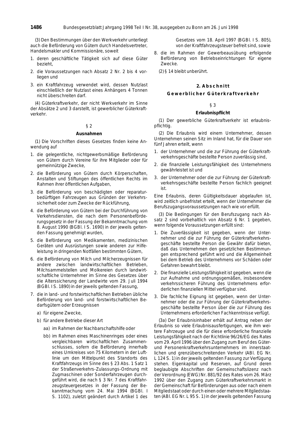 BGBl. 1998, Seite 1486 — Originalseite als Abbildung