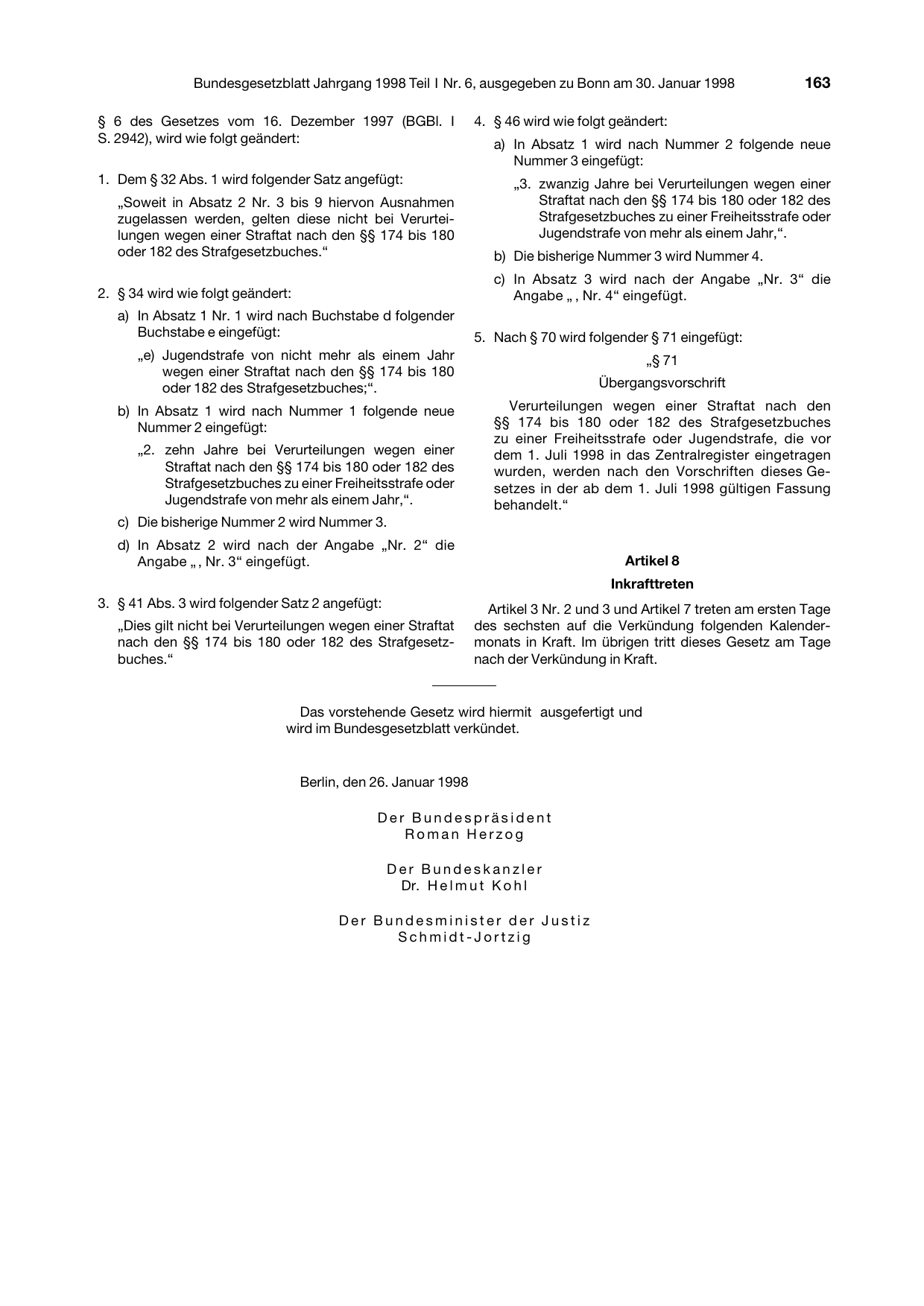 BGBl. 1998, Seite 163 — Originalseite als Abbildung