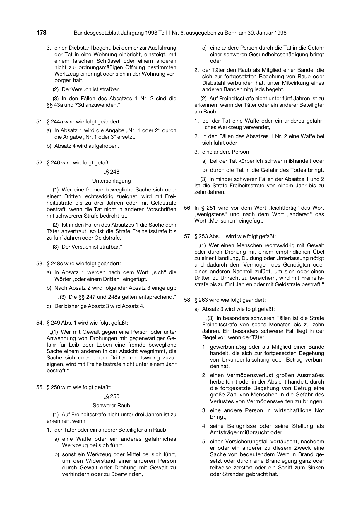 BGBl. 1998, Seite 178 — Originalseite als Abbildung