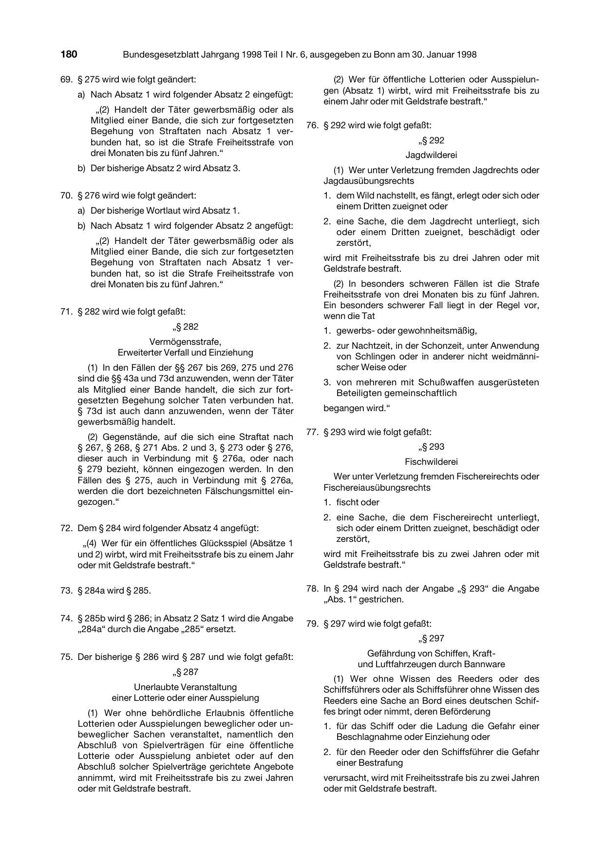 BGBl. 1998, Seite 180 — Originalseite als Abbildung