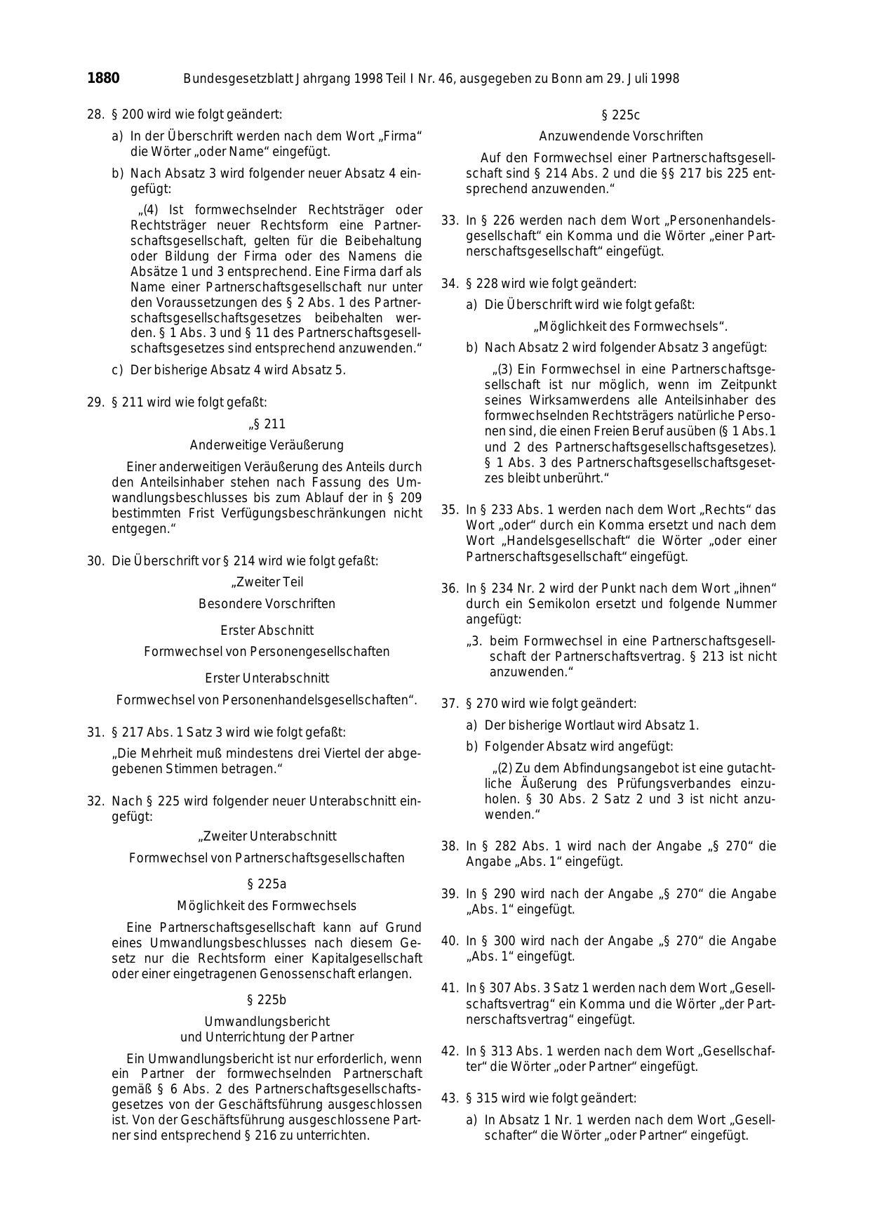 BGBl. 1998, Seite 1880 — Originalseite als Abbildung