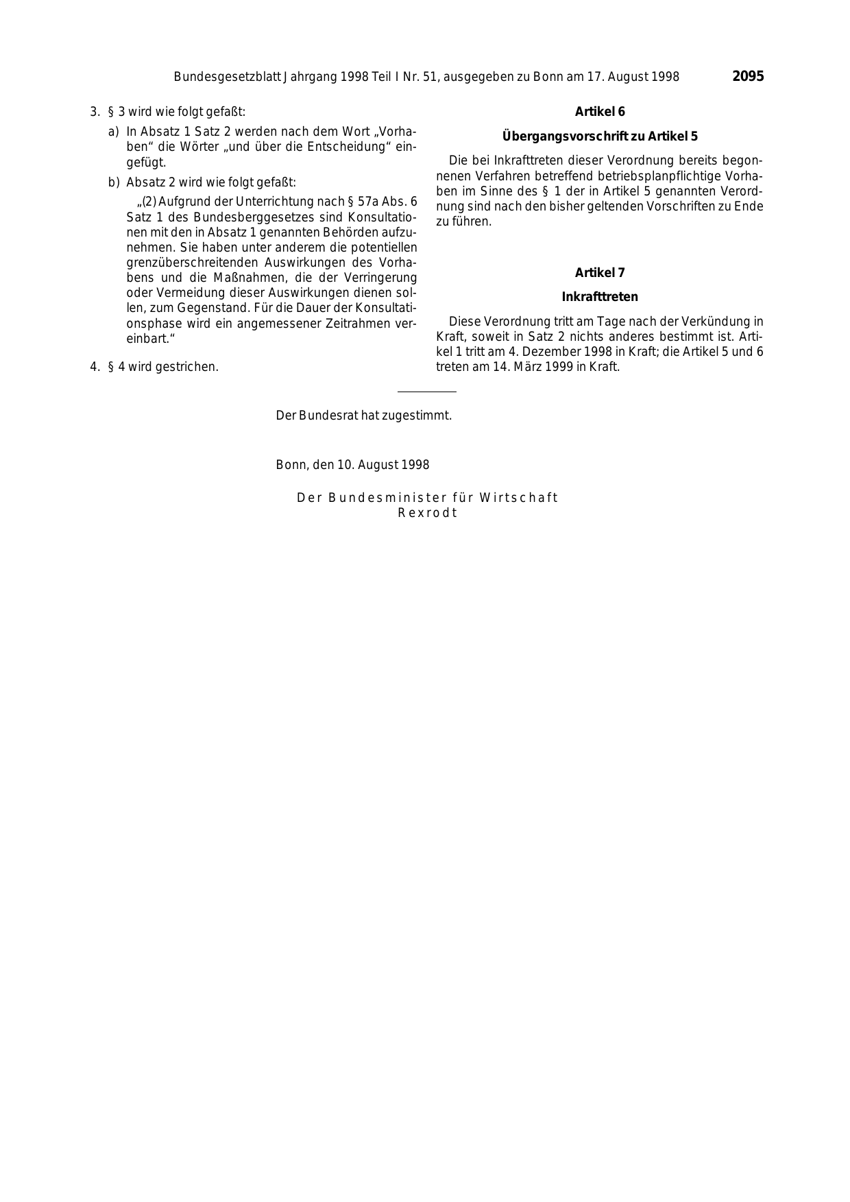 BGBl. 1998, Seite 2095 — Originalseite als Abbildung