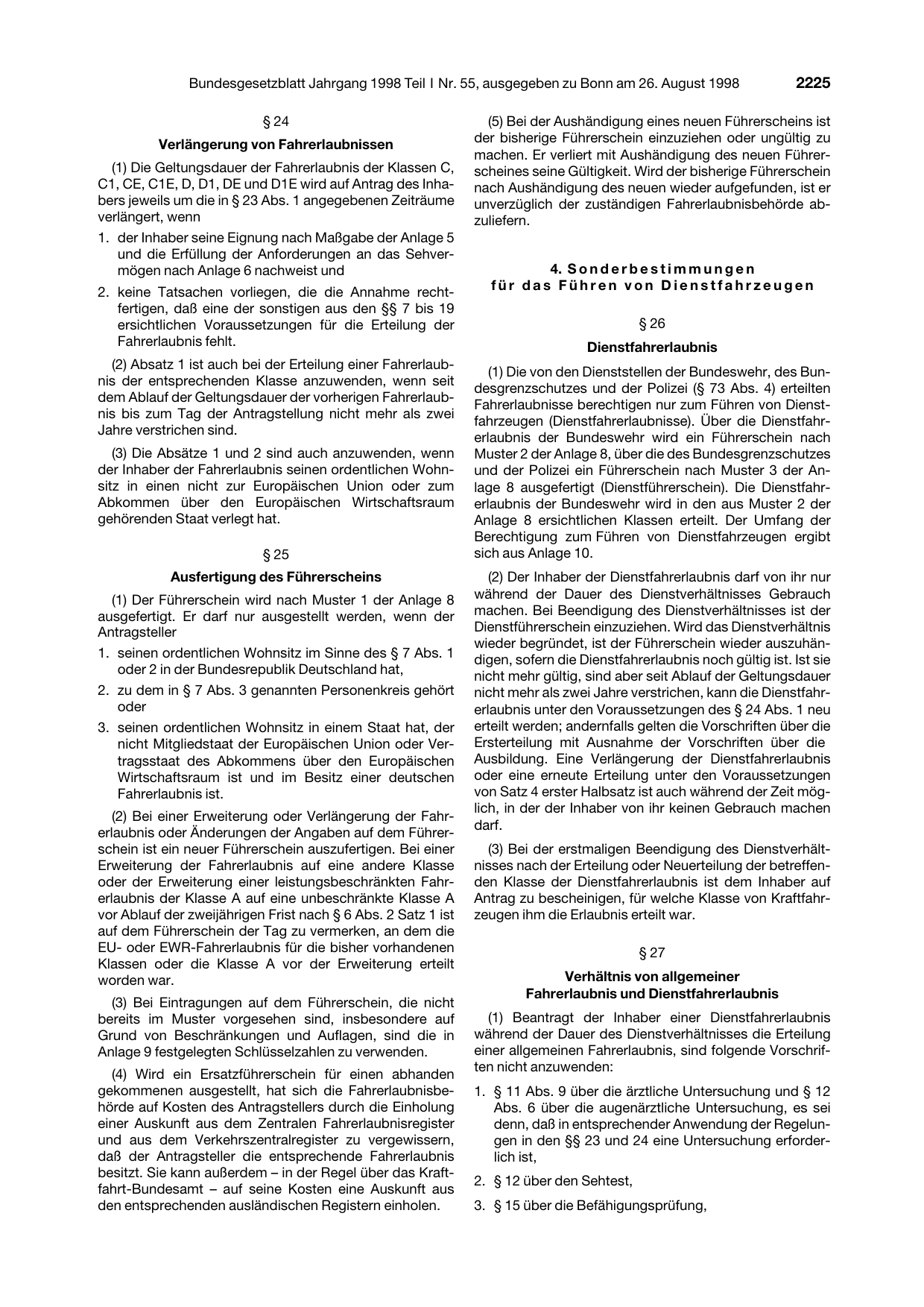 BGBl. 1998, Seite 2225 — Originalseite als Abbildung