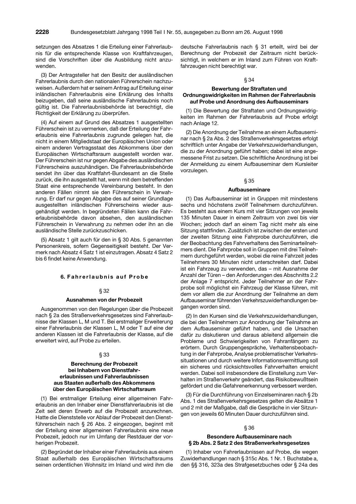 BGBl. 1998, Seite 2228 — Originalseite als Abbildung