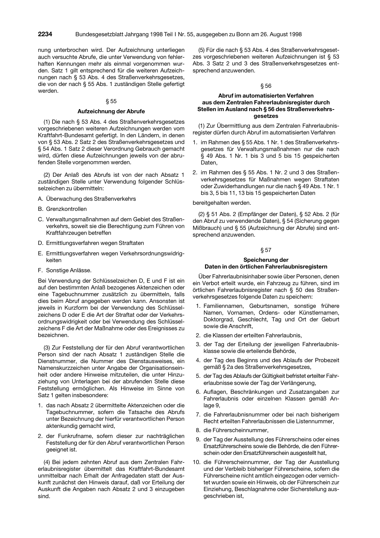 BGBl. 1998, Seite 2234 — Originalseite als Abbildung