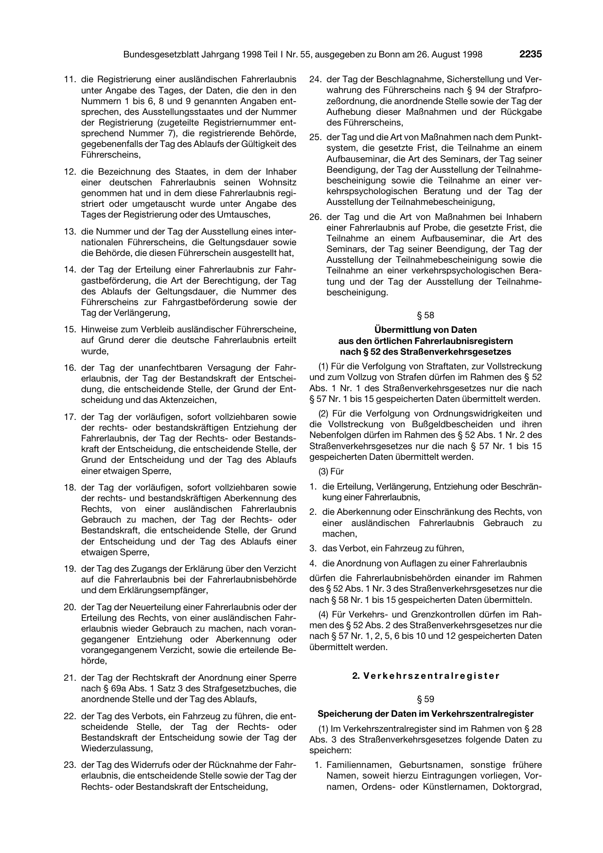 BGBl. 1998, Seite 2235 — Originalseite als Abbildung
