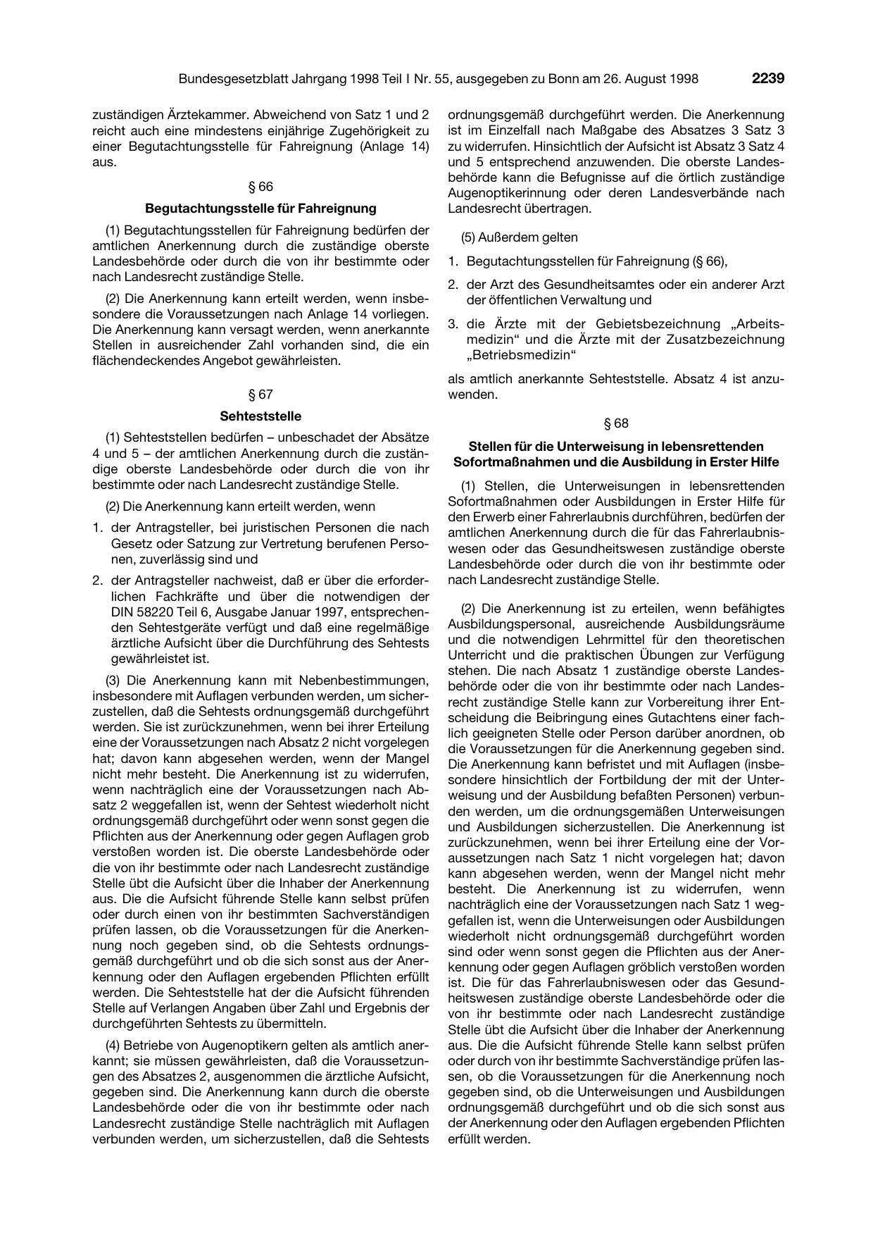 BGBl. 1998, Seite 2239 — Originalseite als Abbildung