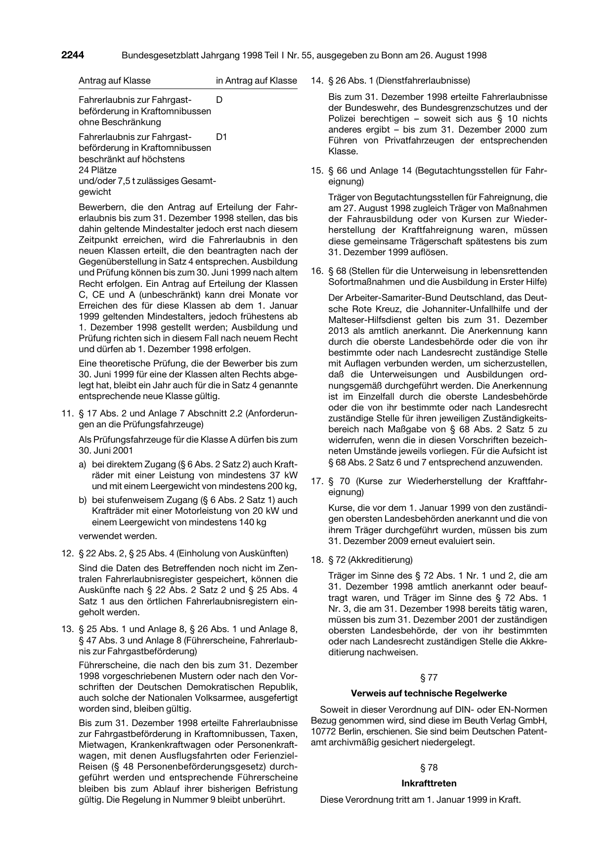 BGBl. 1998, Seite 2244 — Originalseite als Abbildung