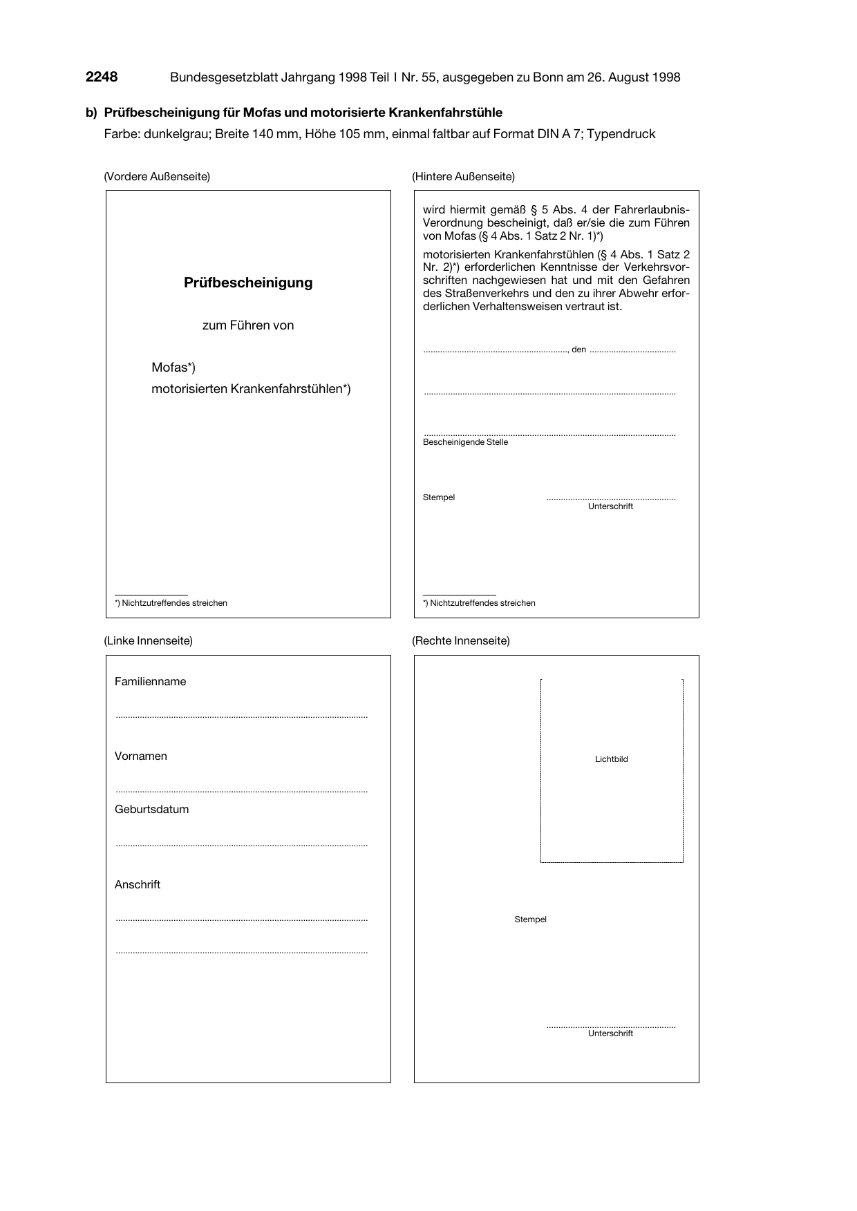 BGBl. 1998, Seite 2248 — Originalseite als Abbildung