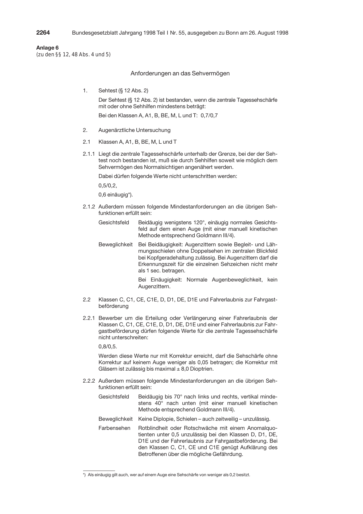 BGBl. 1998, Seite 2264 — Originalseite als Abbildung