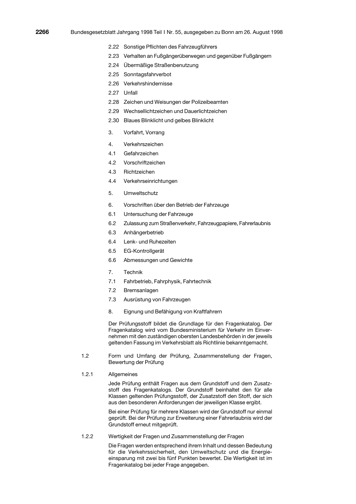 BGBl. 1998, Seite 2266 — Originalseite als Abbildung