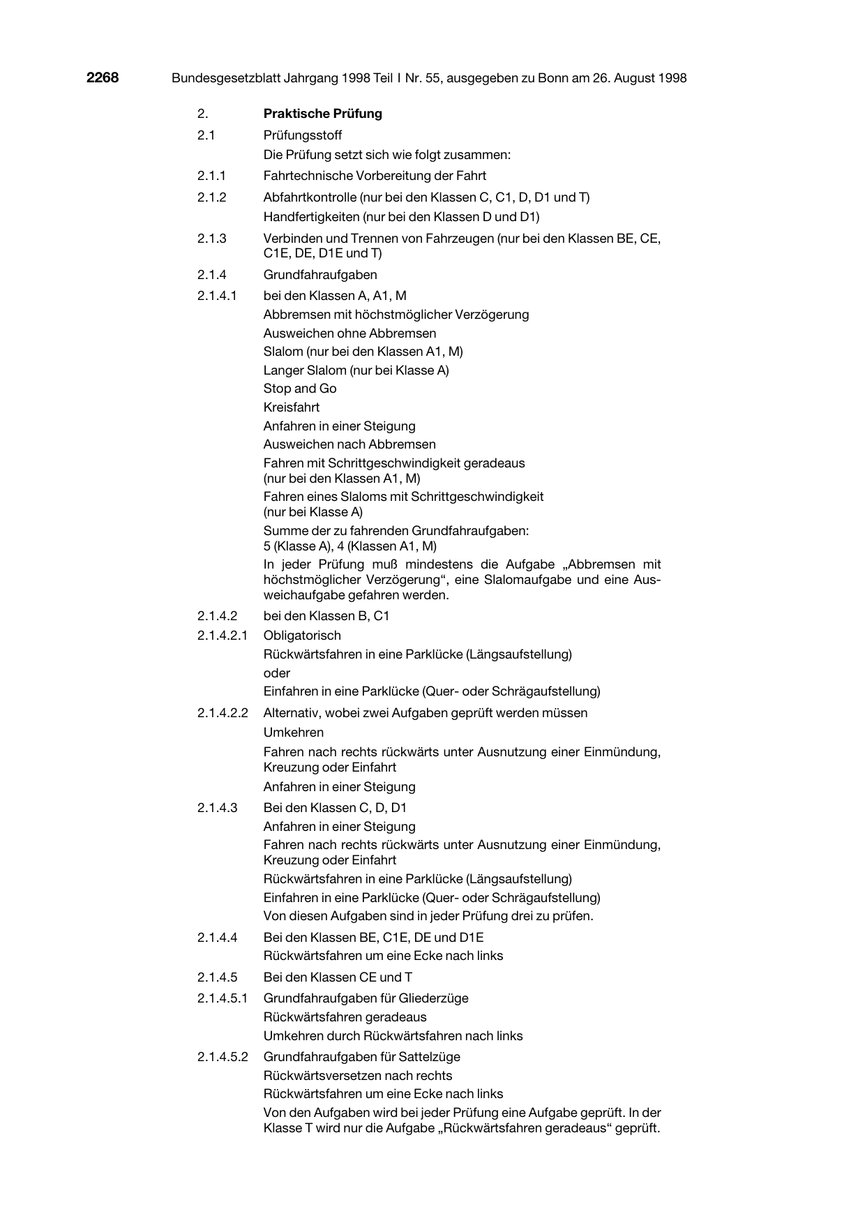 BGBl. 1998, Seite 2268 — Originalseite als Abbildung