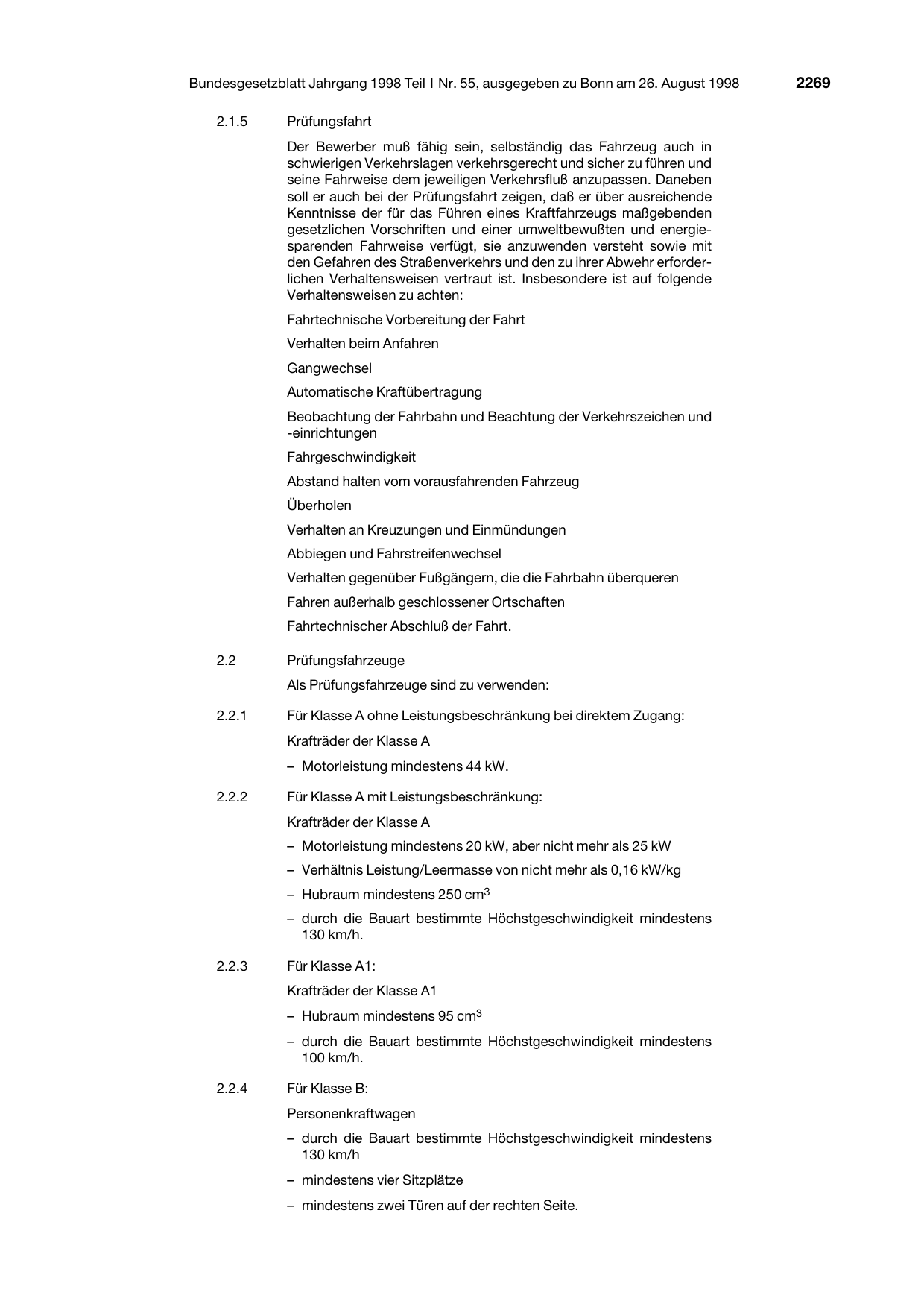 BGBl. 1998, Seite 2269 — Originalseite als Abbildung