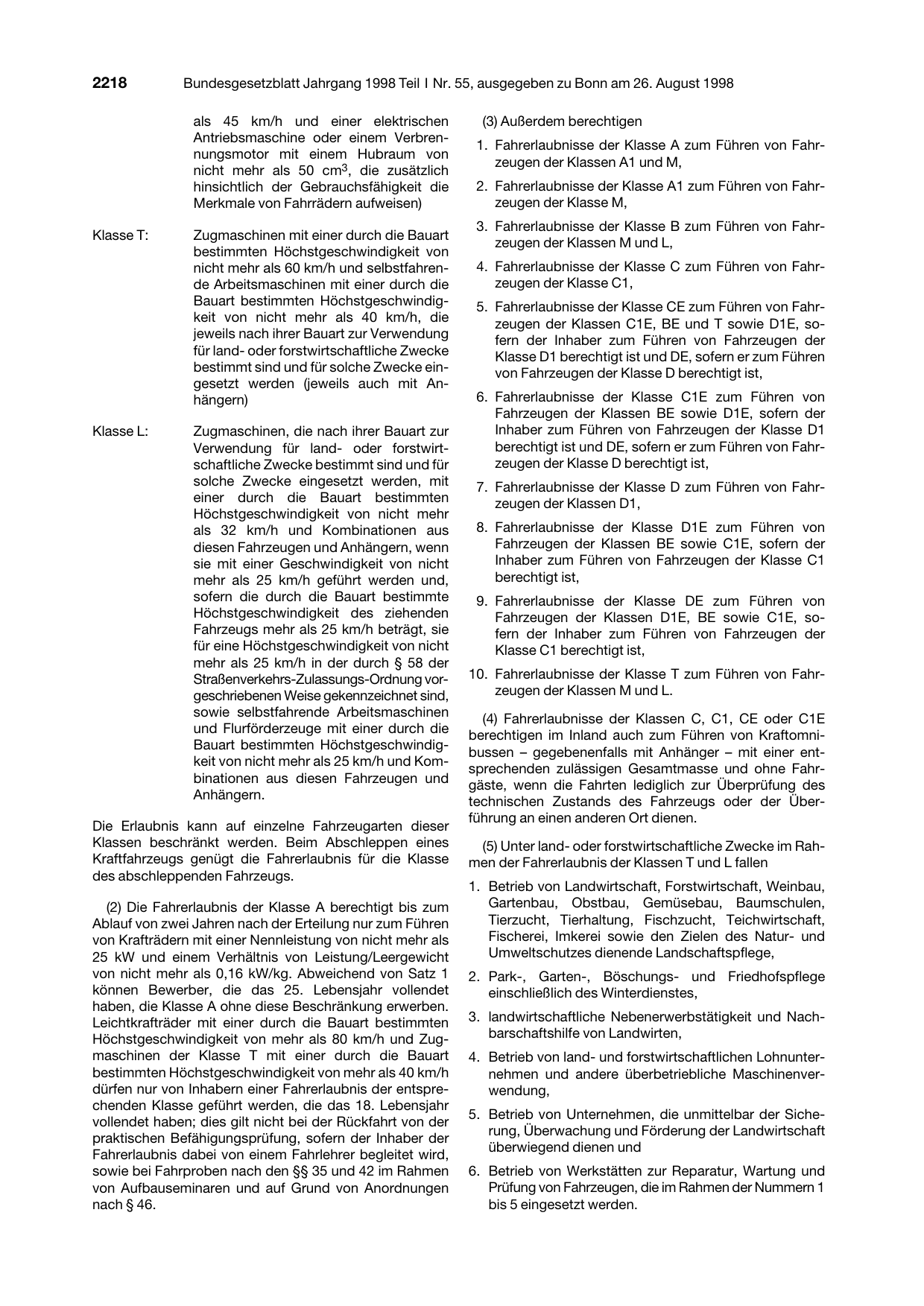BGBl. 1998, Seite 2218 — Originalseite als Abbildung