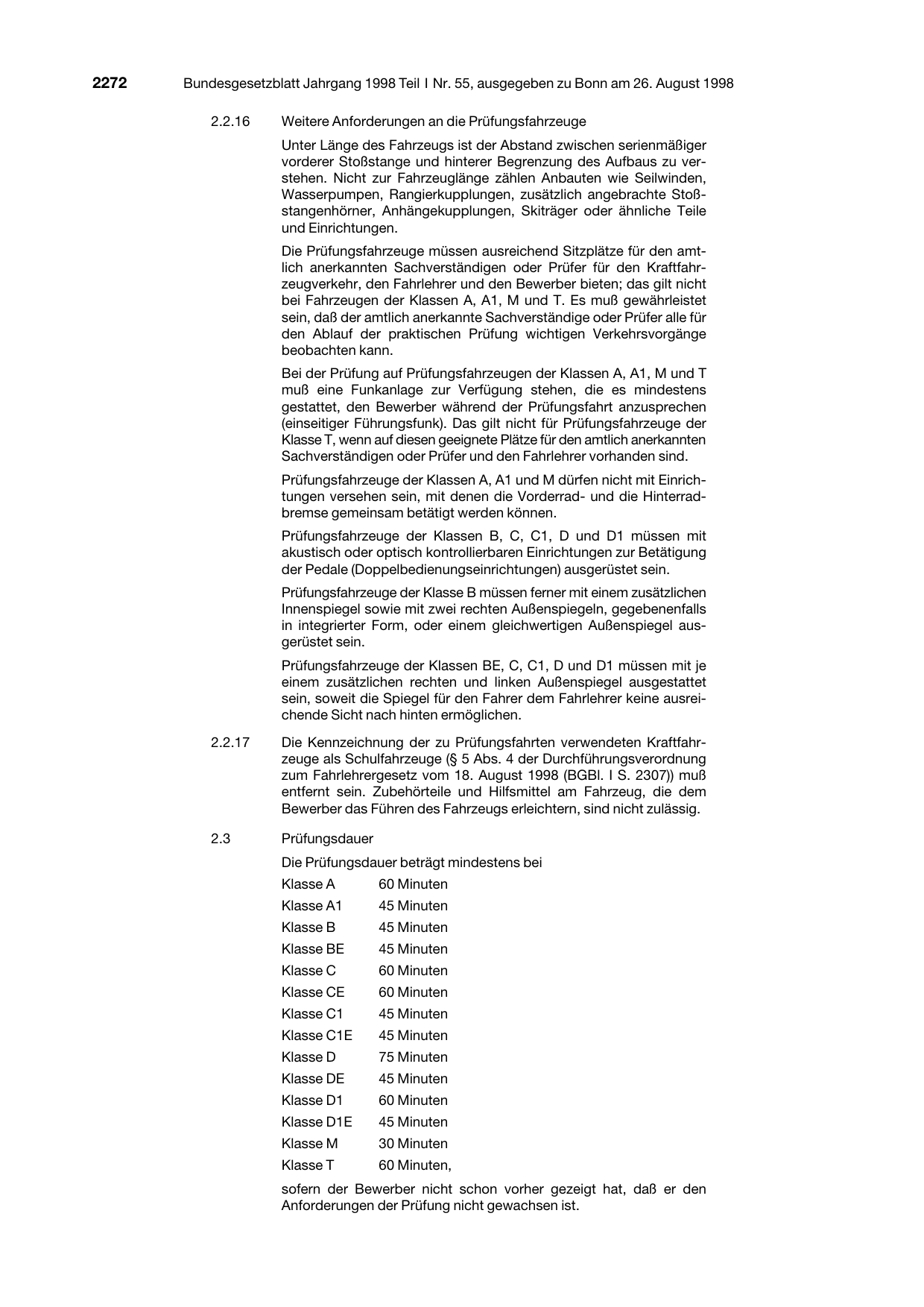 BGBl. 1998, Seite 2272 — Originalseite als Abbildung